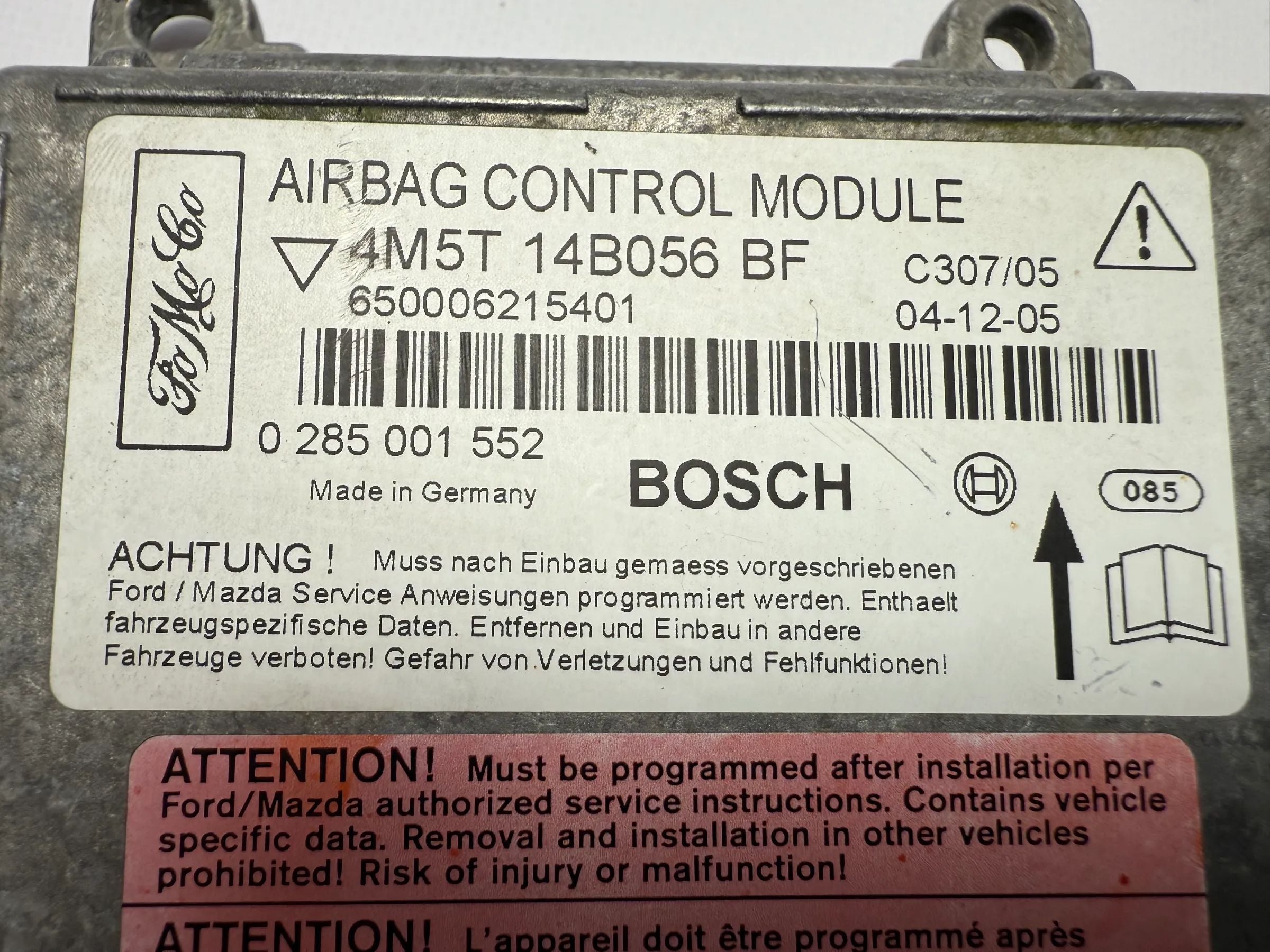 Original Ford Focus 1.6 16V 2005 Airbag Control Unit 4M5T-14B056-BF / 0285001552 