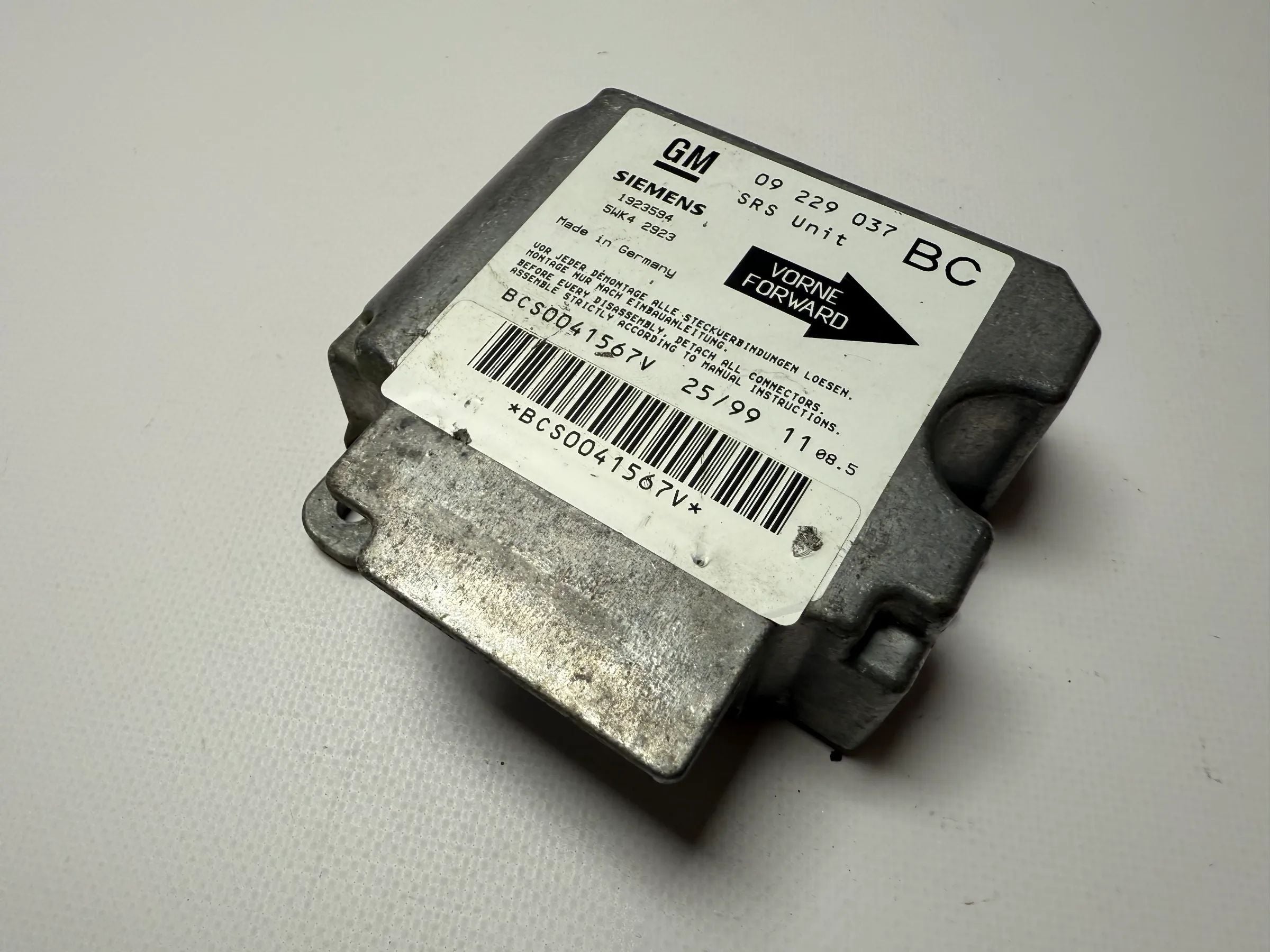 origineel Opel Astra G airbagregelapparaat 09229037BC / 5WK4 2923