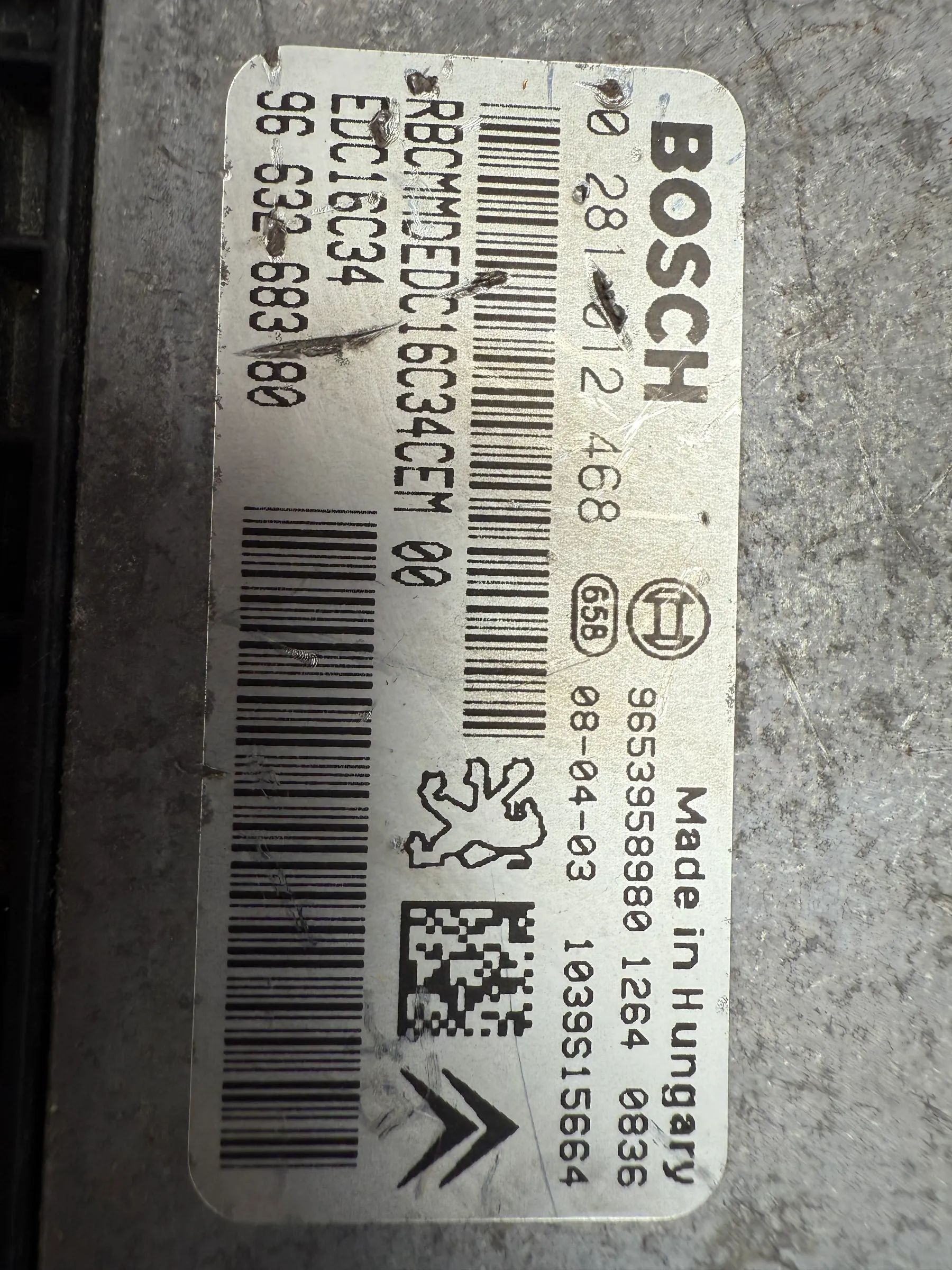 Original Peugeot Diesel Engine Control Unit 9663268380 / 0281012468 