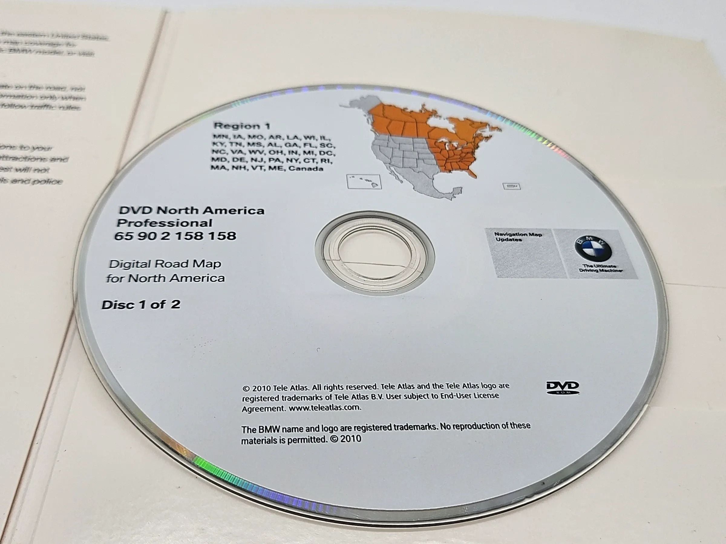 Original BMW  E60 Navigation prof.  2 Disc DVD North America 2010 65902158158