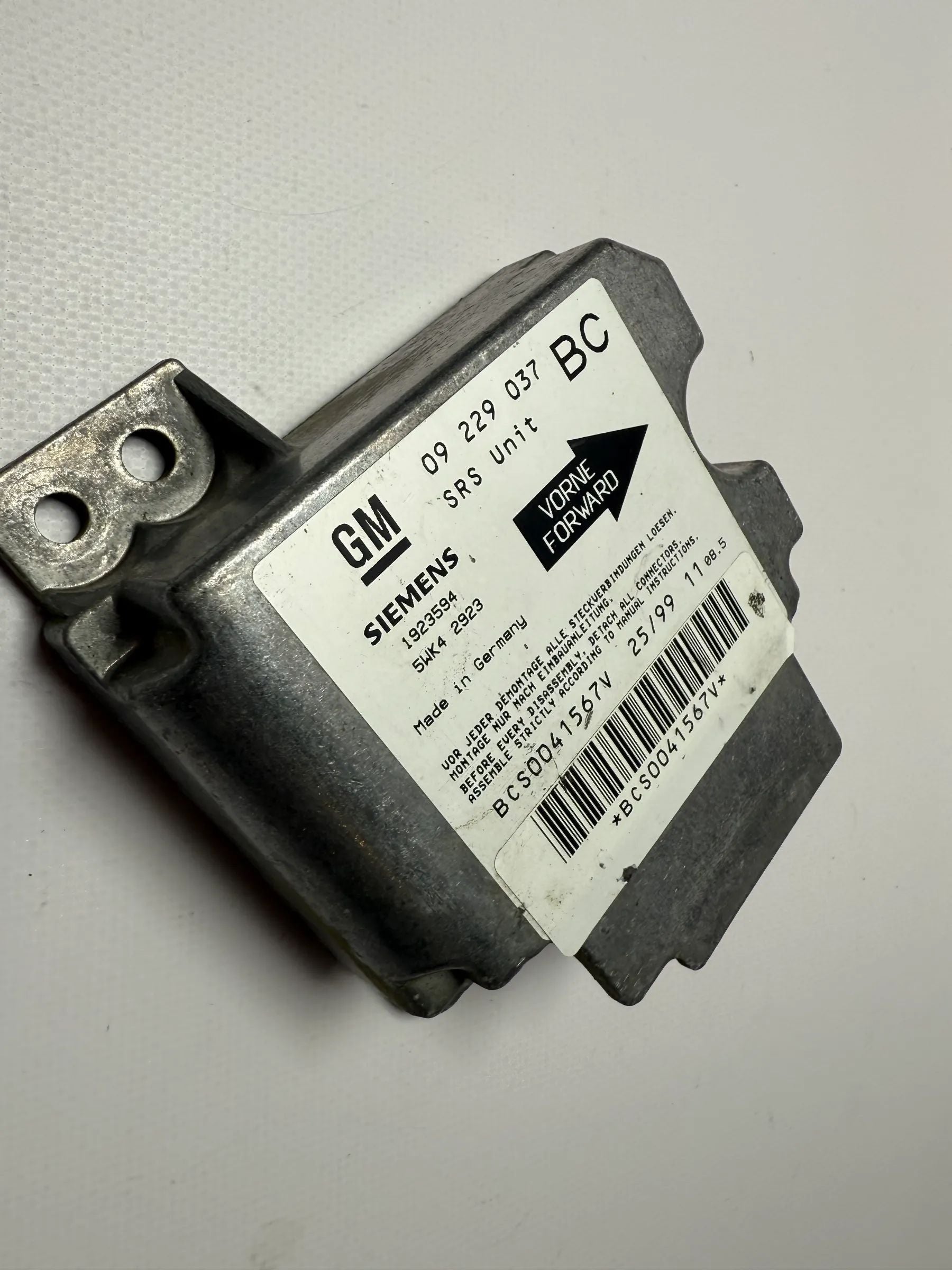 origineel Opel Astra G airbagregelapparaat 09229037BC / 5WK4 2923