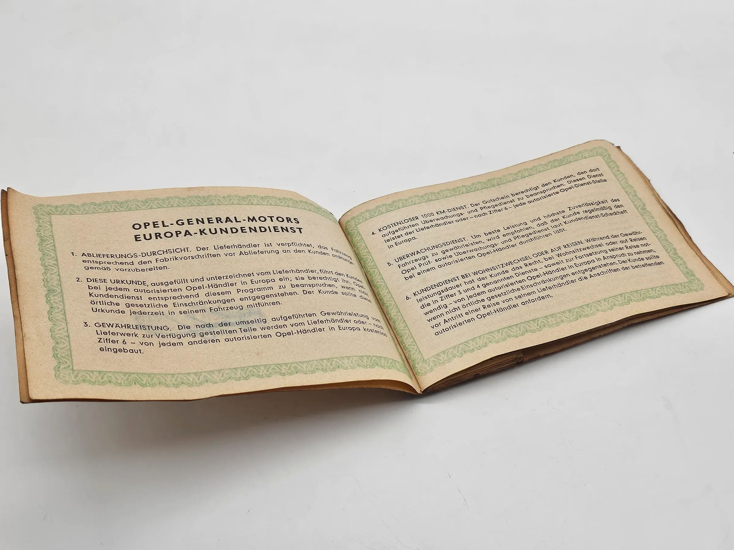 Original Opel Rekord  Scheckheft Serviceheft von 1961