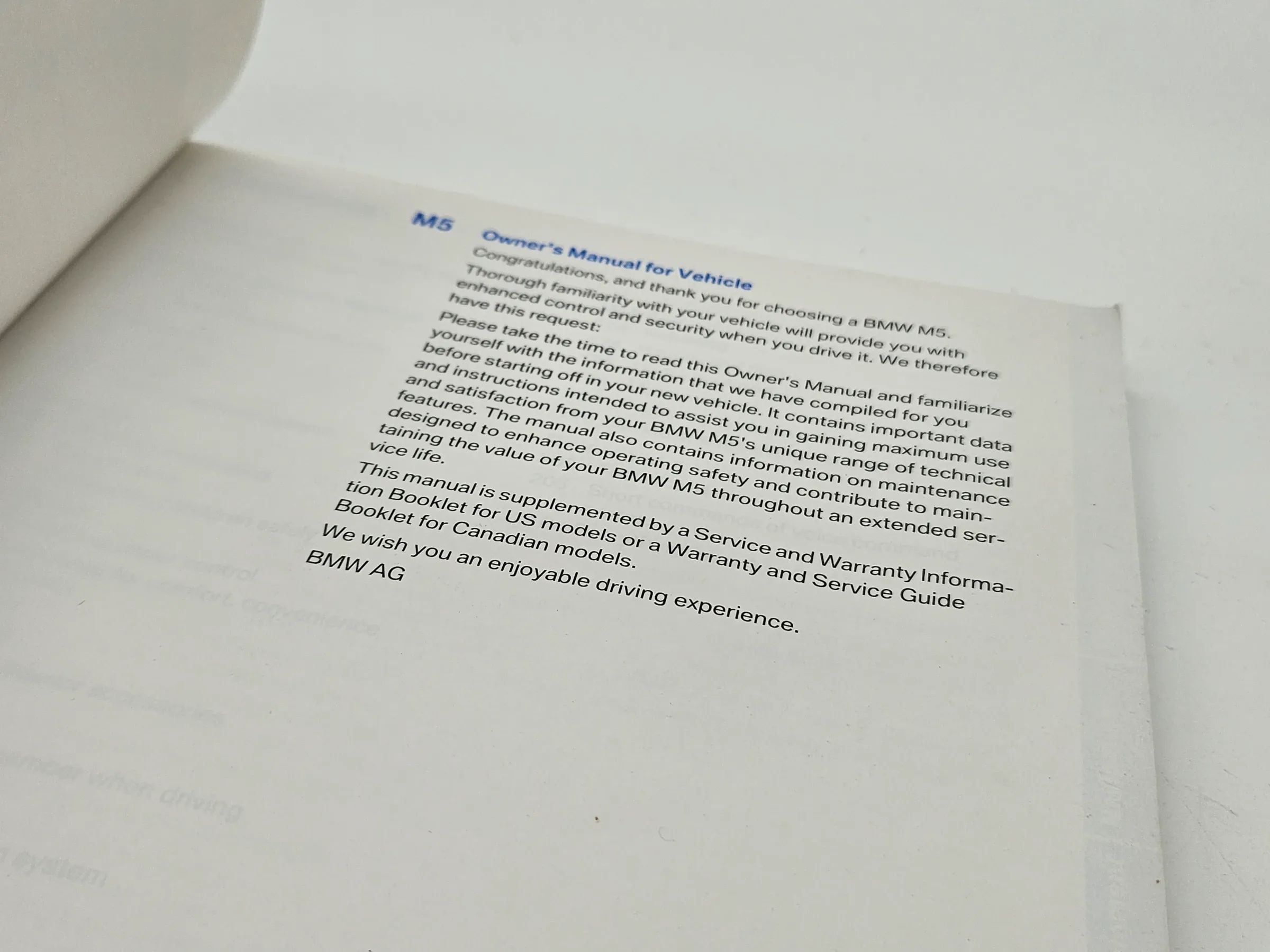 Original BMW  M5 E60 2006 Betriebsanleitung englisch 01410012113 ue