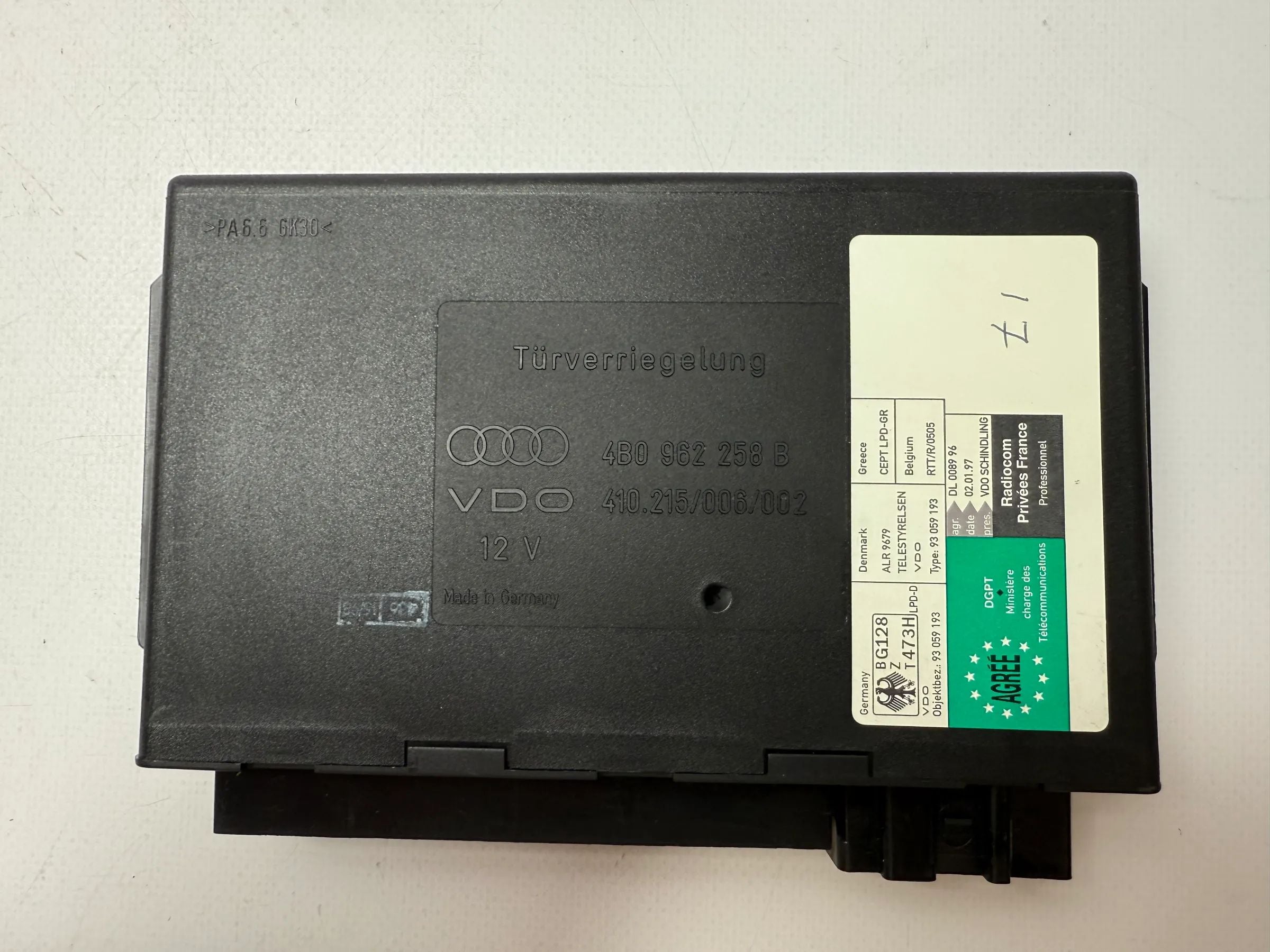 Origineel Audi A6 4B C5 ZV Deursluiting Comfort Module 4B0962258B