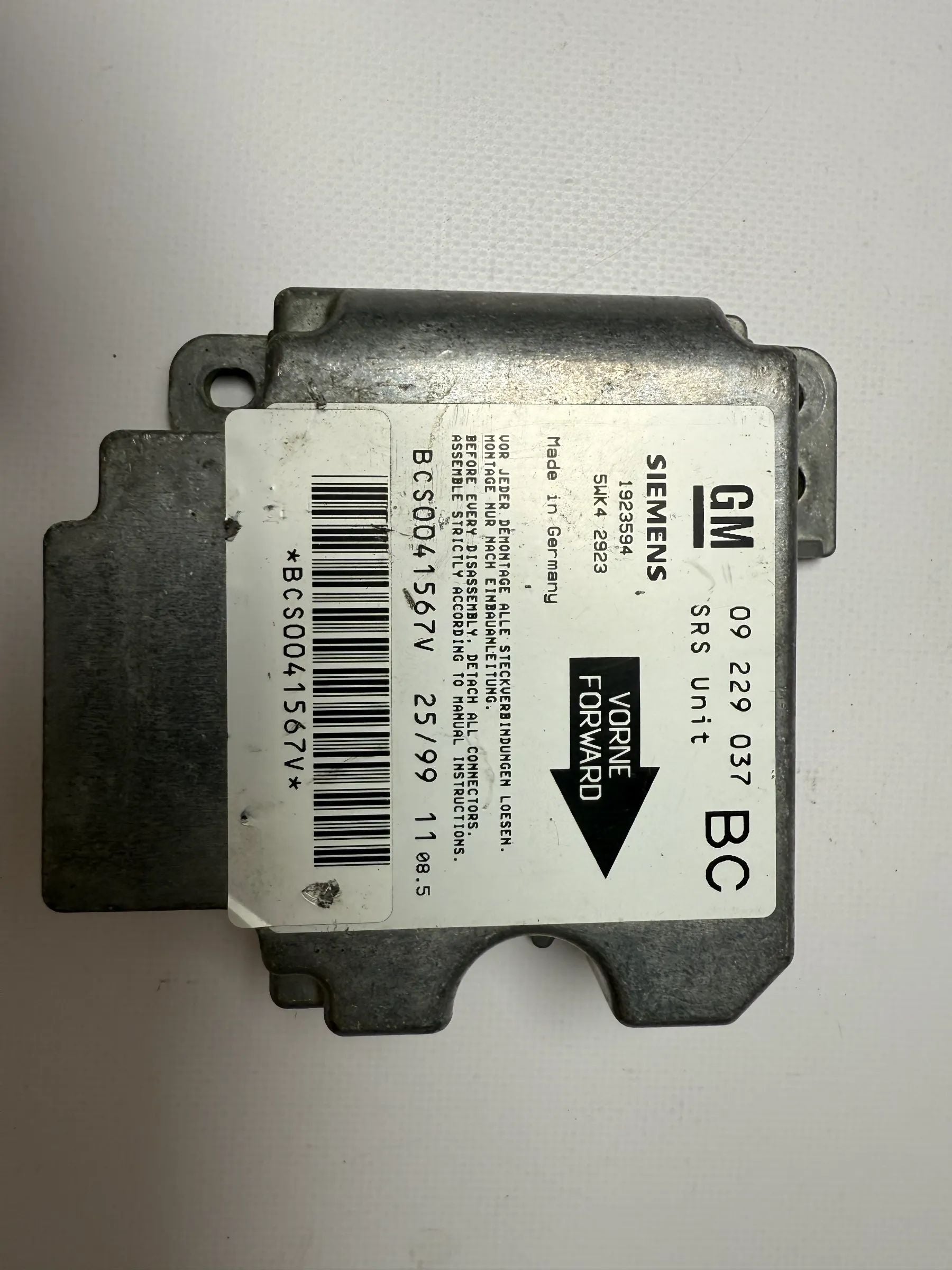 origineel Opel Astra G airbagregelapparaat 09229037BC / 5WK4 2923