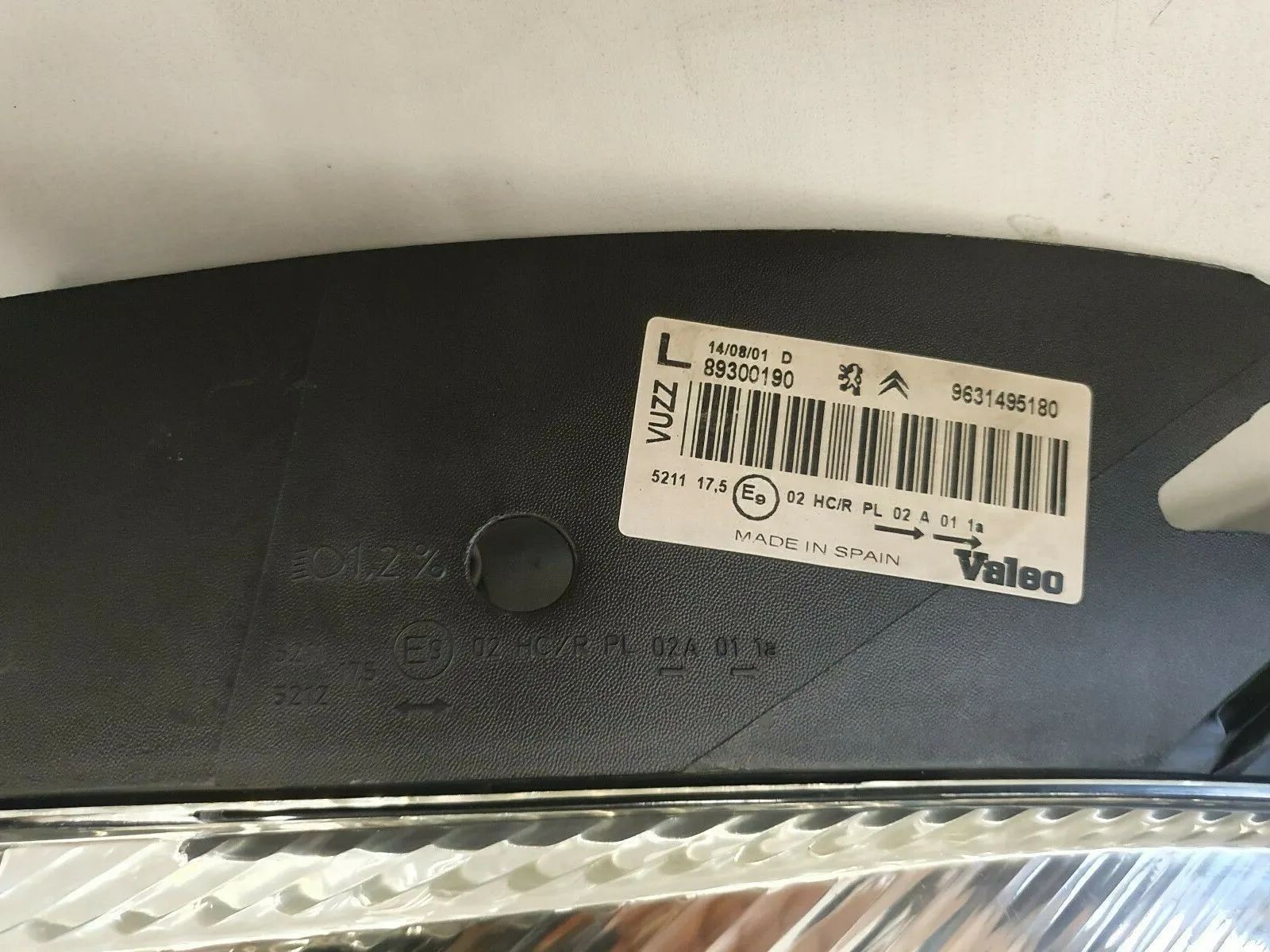 oryginalna lampa przednia Valeo 9631495180 Citroen Xsara Picasso lewa
