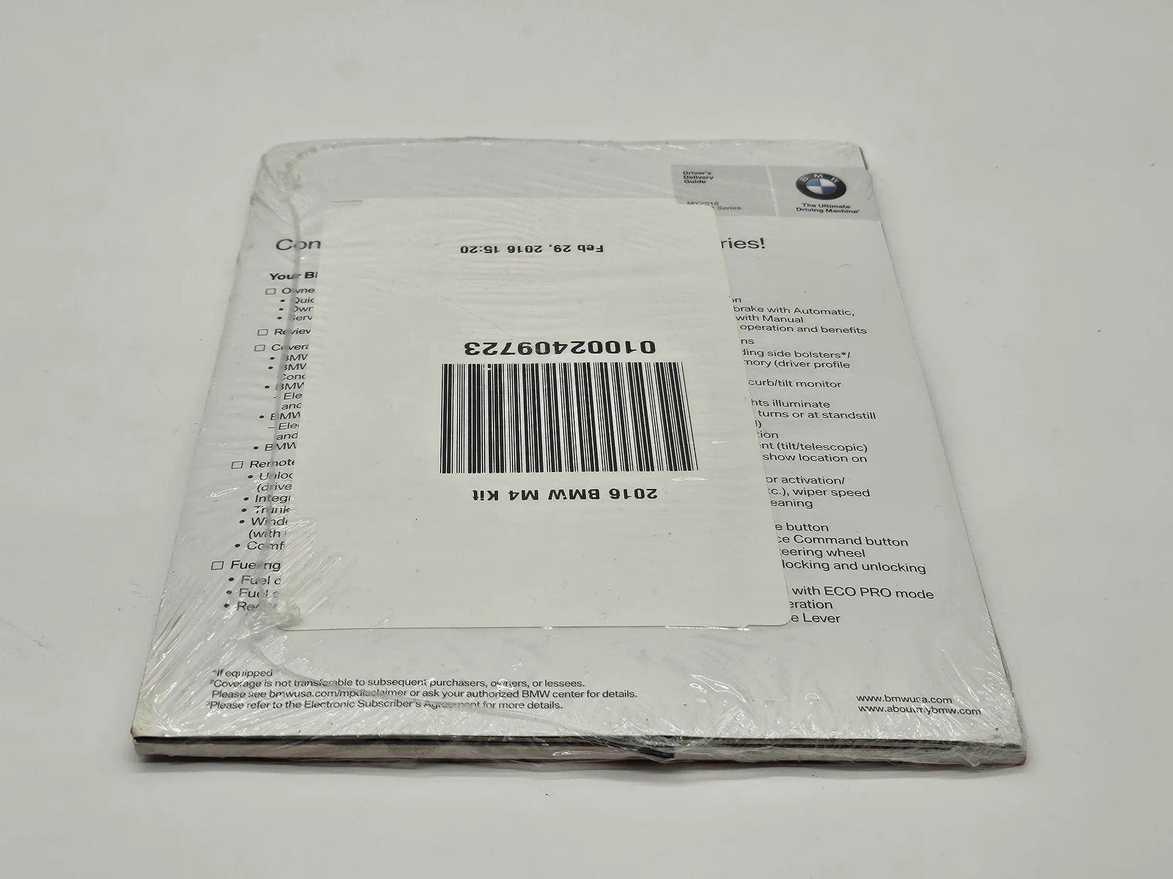 Original BMW M4 F82   2016 Service und Wartung KIT USA englisch