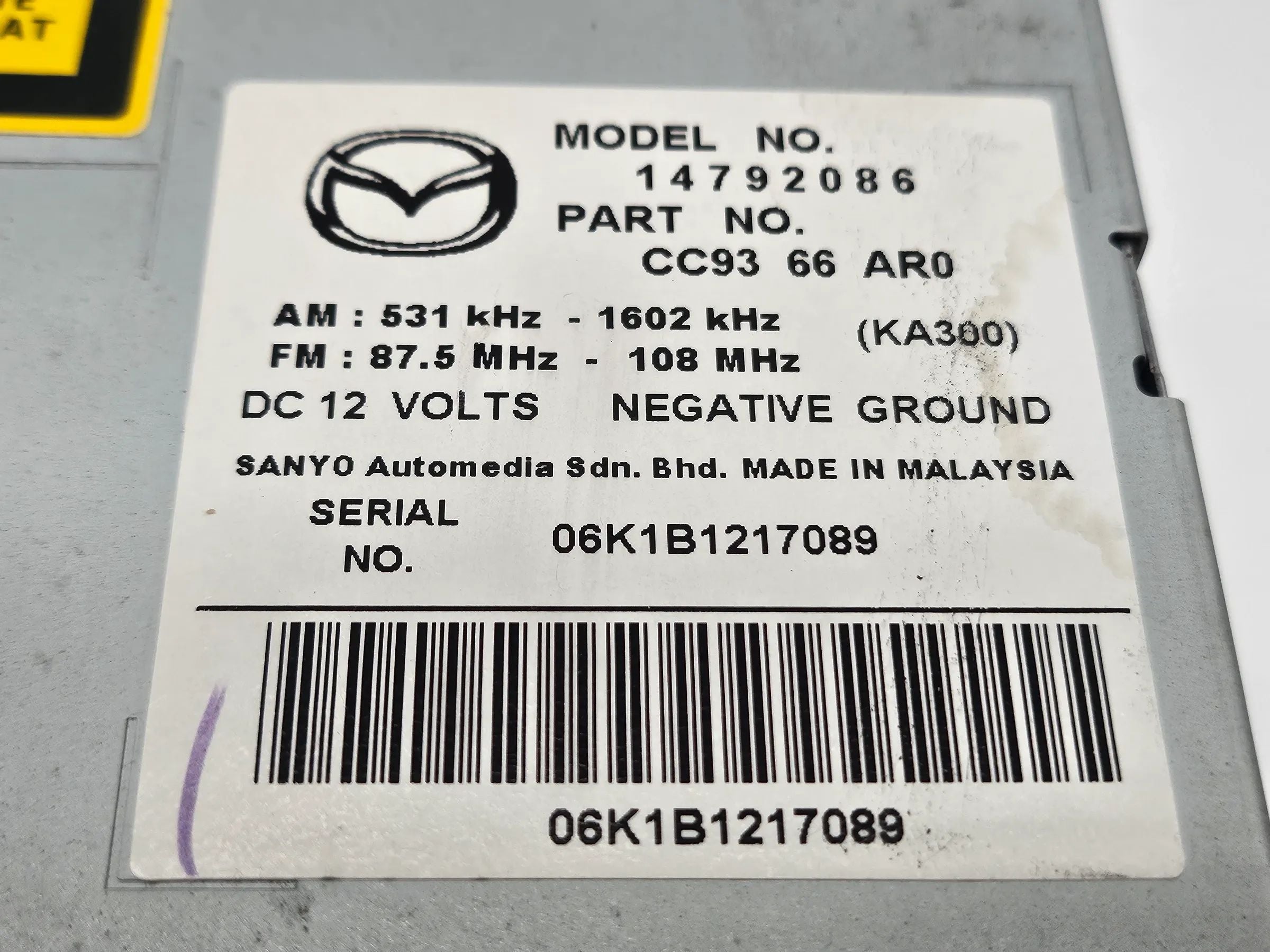 Orijinal Mazda 5 Radyo Ünitesi CD 14792086 CC9366AR0