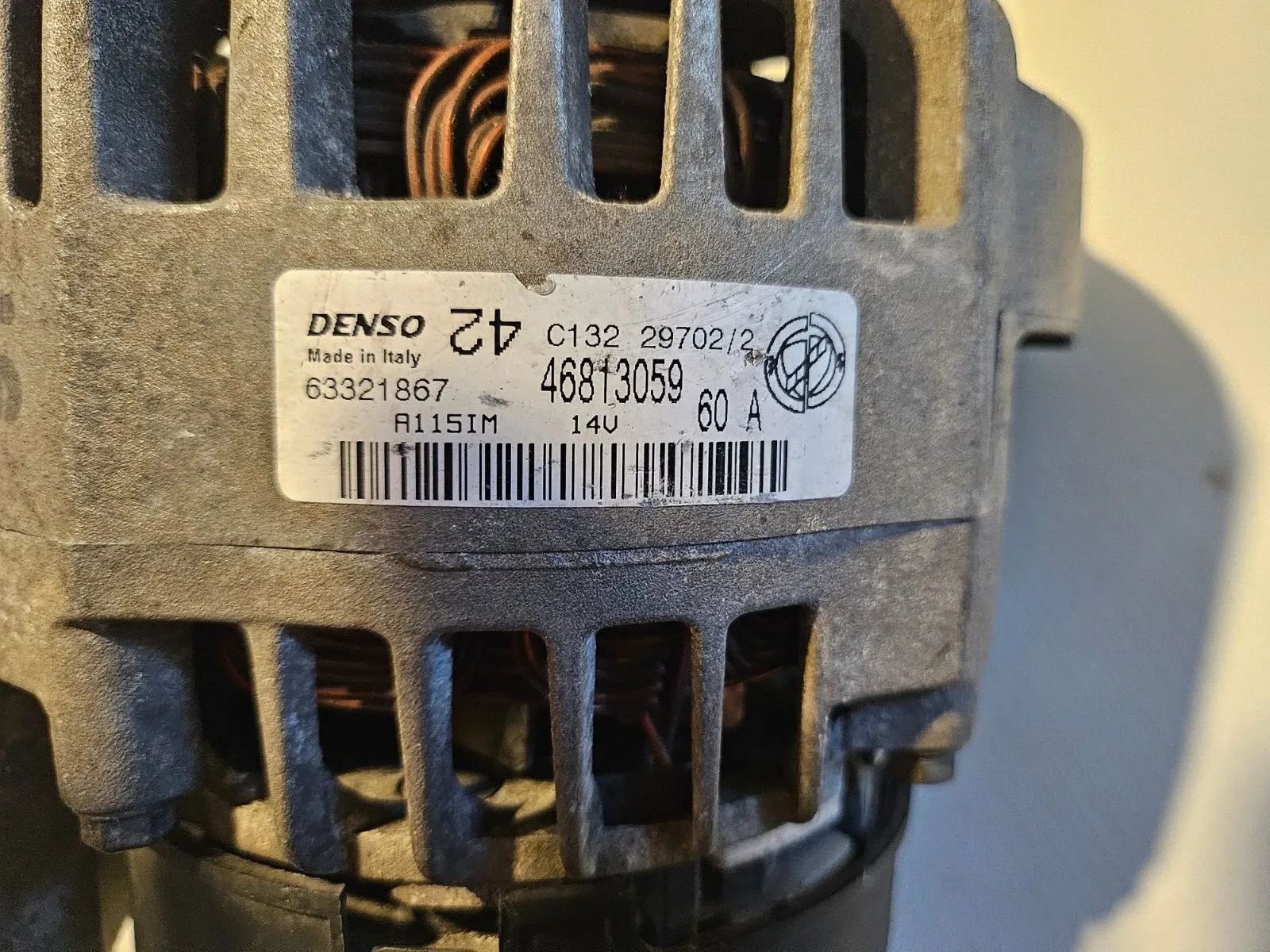 อะไหล่แท้ DENSO FIAT Punto 188 ไดชาร์จ 60A หมายเลข 46813059