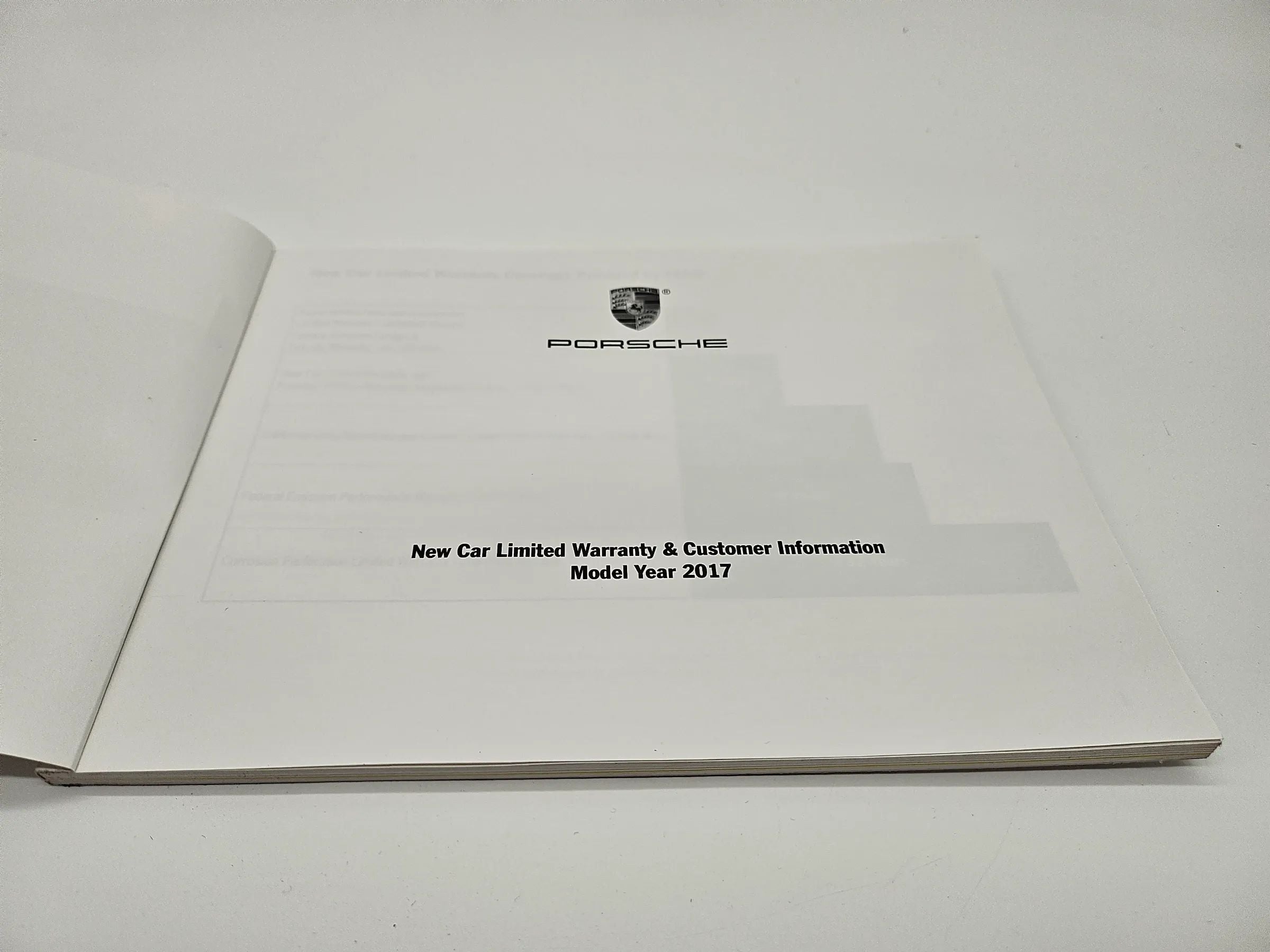 PORSCHE 911 CARRERA  Typ 991 Warranty and Customer Information 2017 englisch