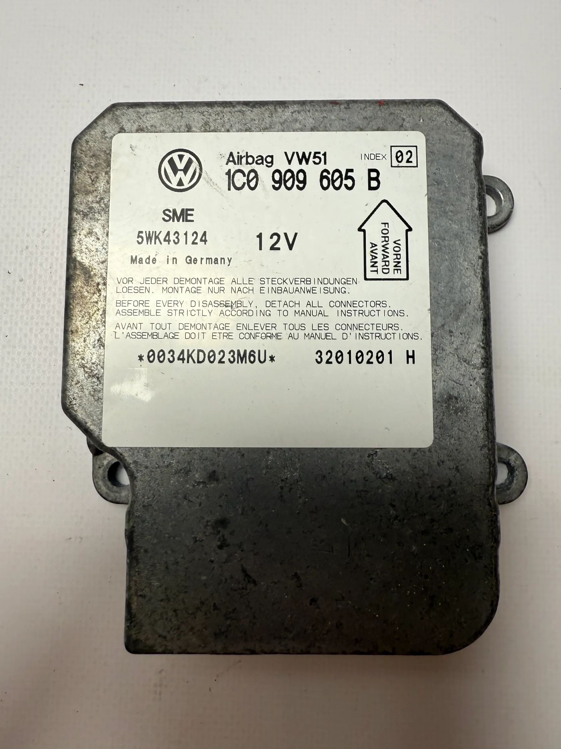 Original VW Passat Variant 3BG/3BL/3BS Módulo de Airbag 1C0909605B / 5WK43124 Auto-veritas