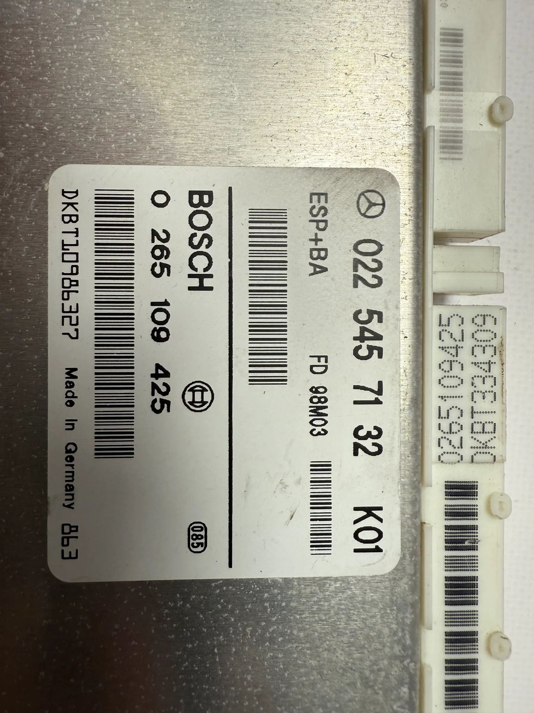 Original Mercedes-Benz A-Klasse ABS / ESP Unidade de Controlo W160 W168 A0225457132 K01