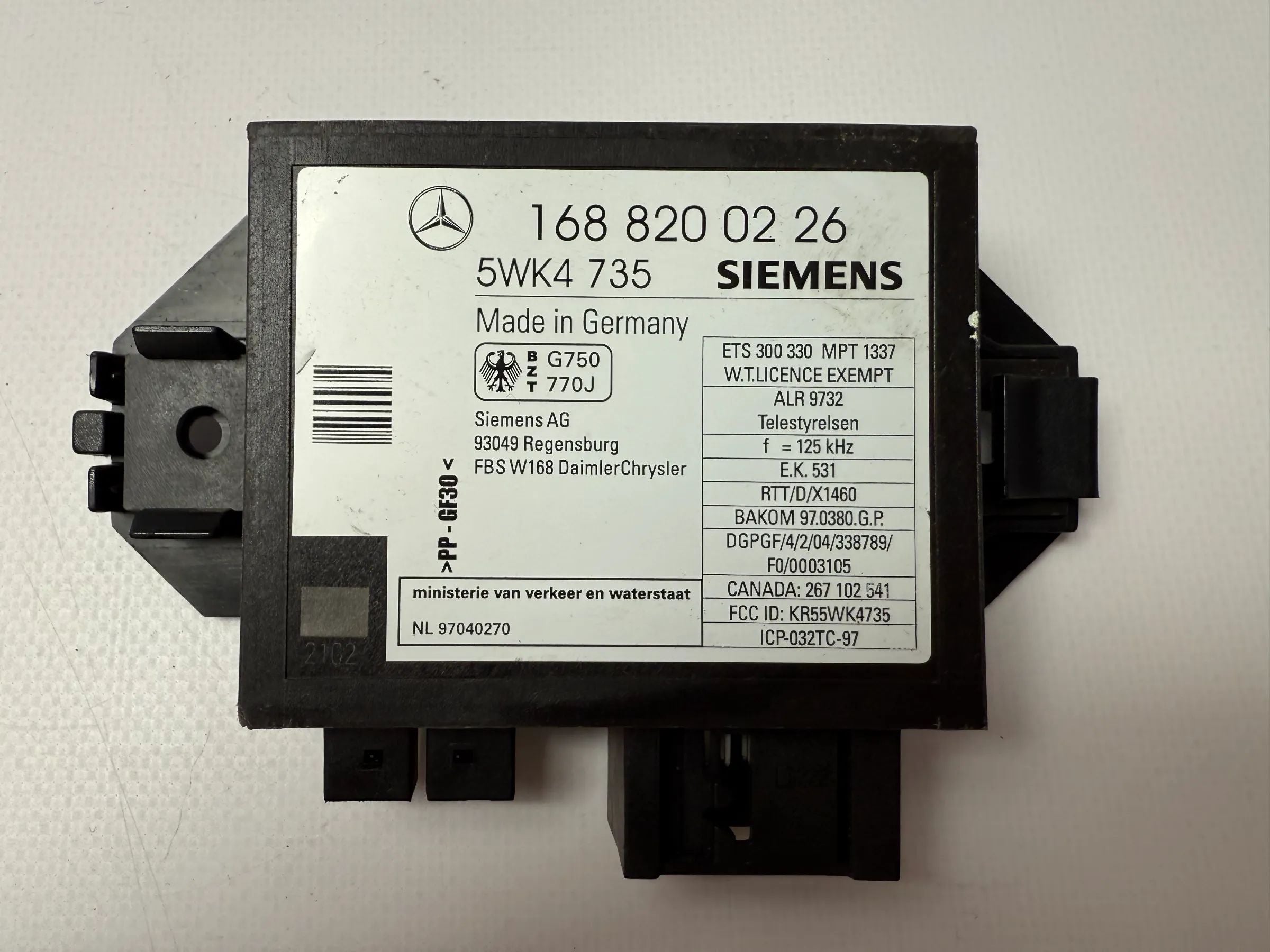 Orijinal Mercedes A-Serisi W168 Kontrol Ünitesi Immobilizer Siemens 1688200226