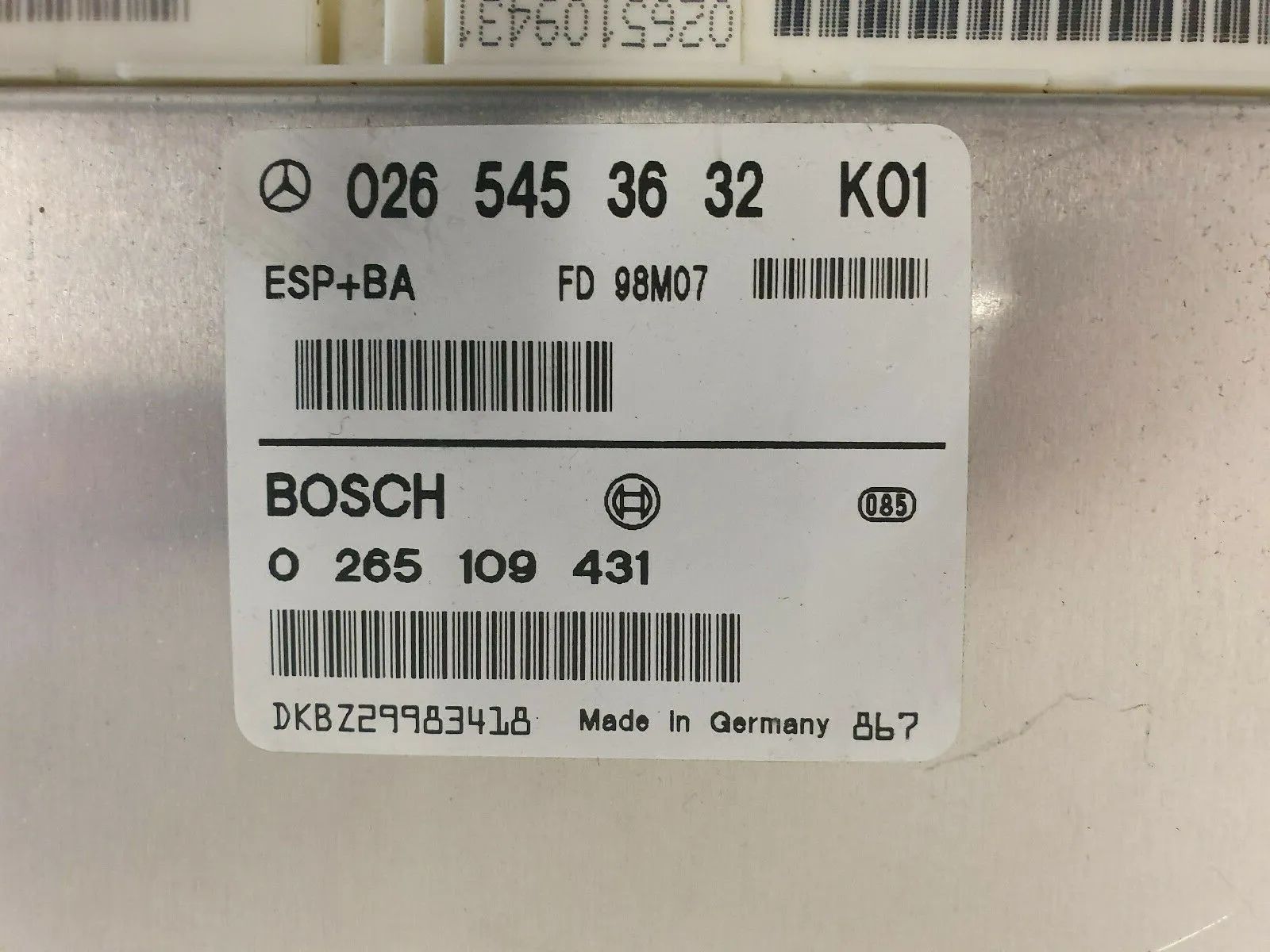 ⭐Mercedes-Benz W168 A-Klasse Steuergerät ESP A0265453632 Bosch 0 265 109 431⭐