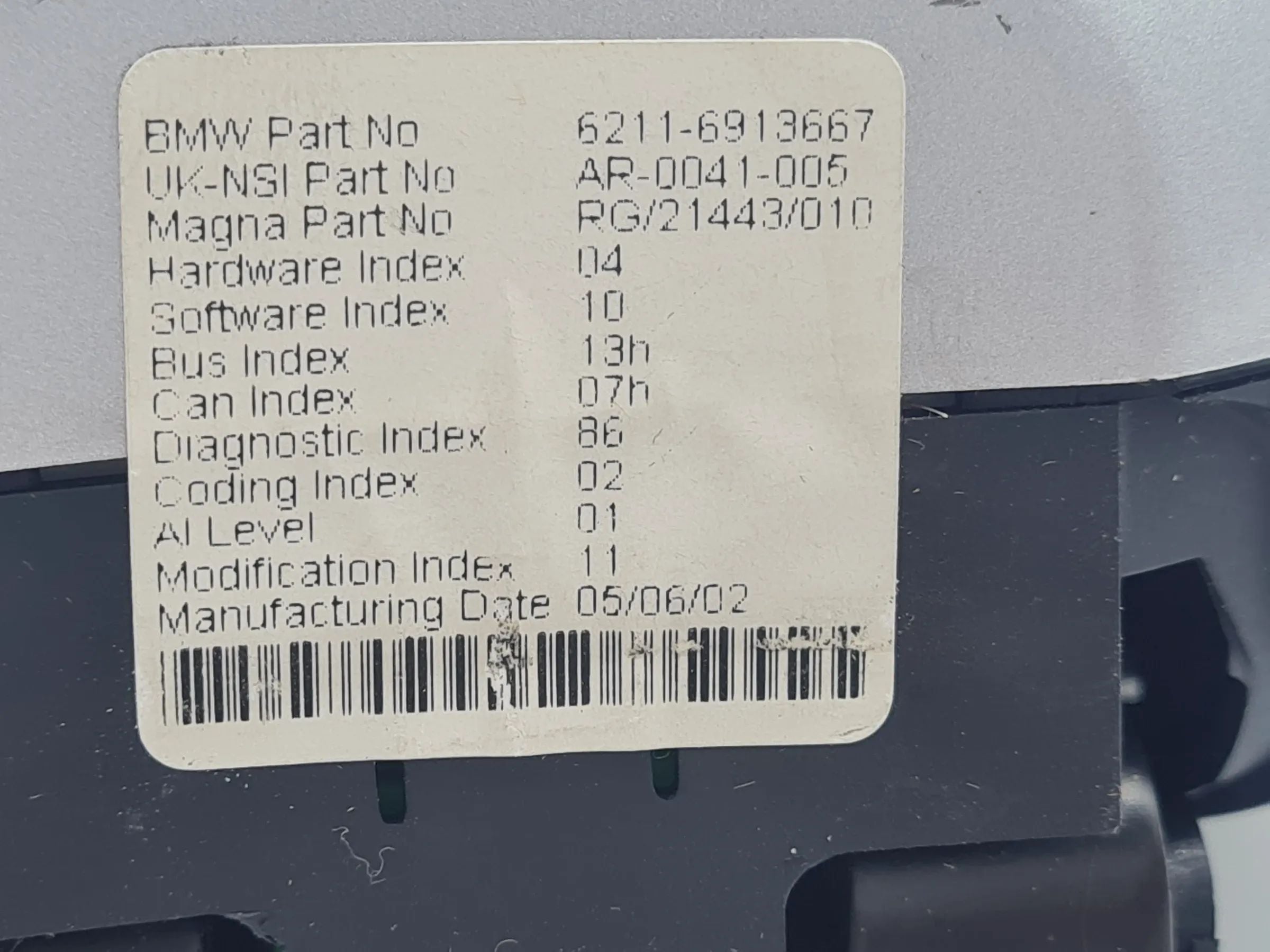 Original Mini One (R50/R53) Tachometer Tacho Drehzahlmesser 62.11-6913667