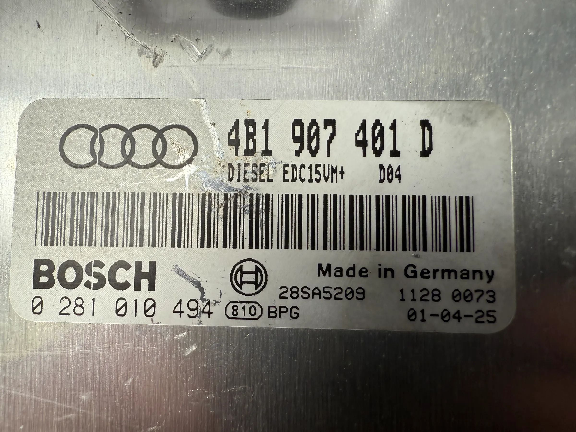 Orijinal Audi A6 4B2, C5 Motor Kontrol Ünitesi 4B1907401D / 0281010494