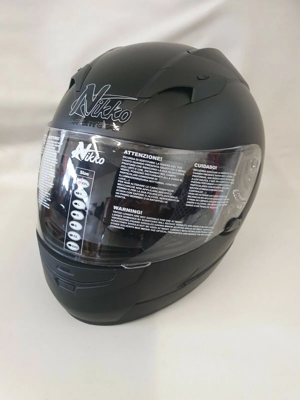 casco de moto original Nikko casco de moto negro mate talla XXL 63-64 cm N-916