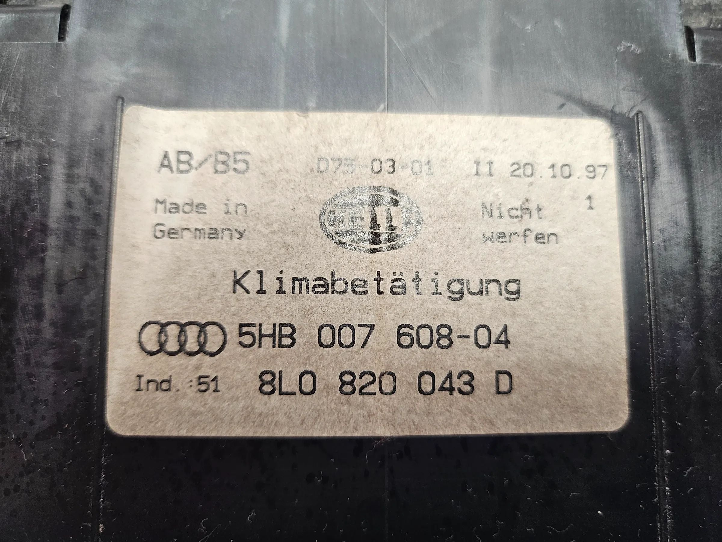 Audi A3 8L A4 Boîtier de Commande Climatisation Climatronic 8L0820043D