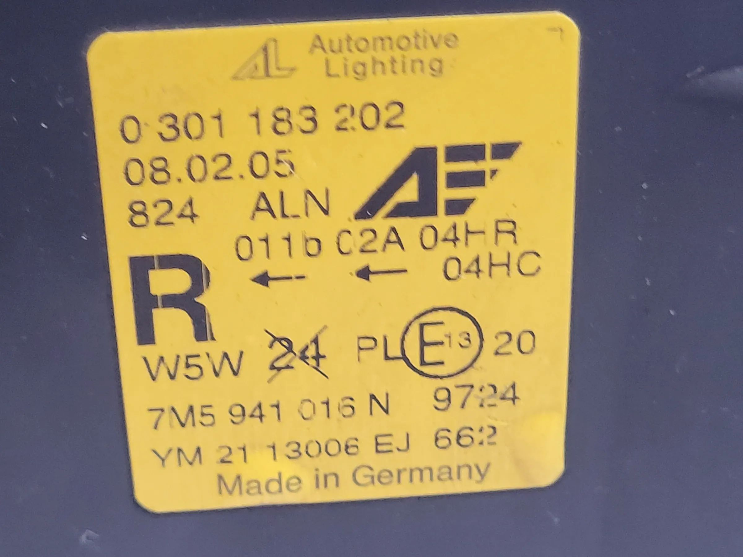 VW/Ford Sharan/Galaxy 7M/WGR Scheinwerfer/Frontleuchte Rechts 7M5941016N