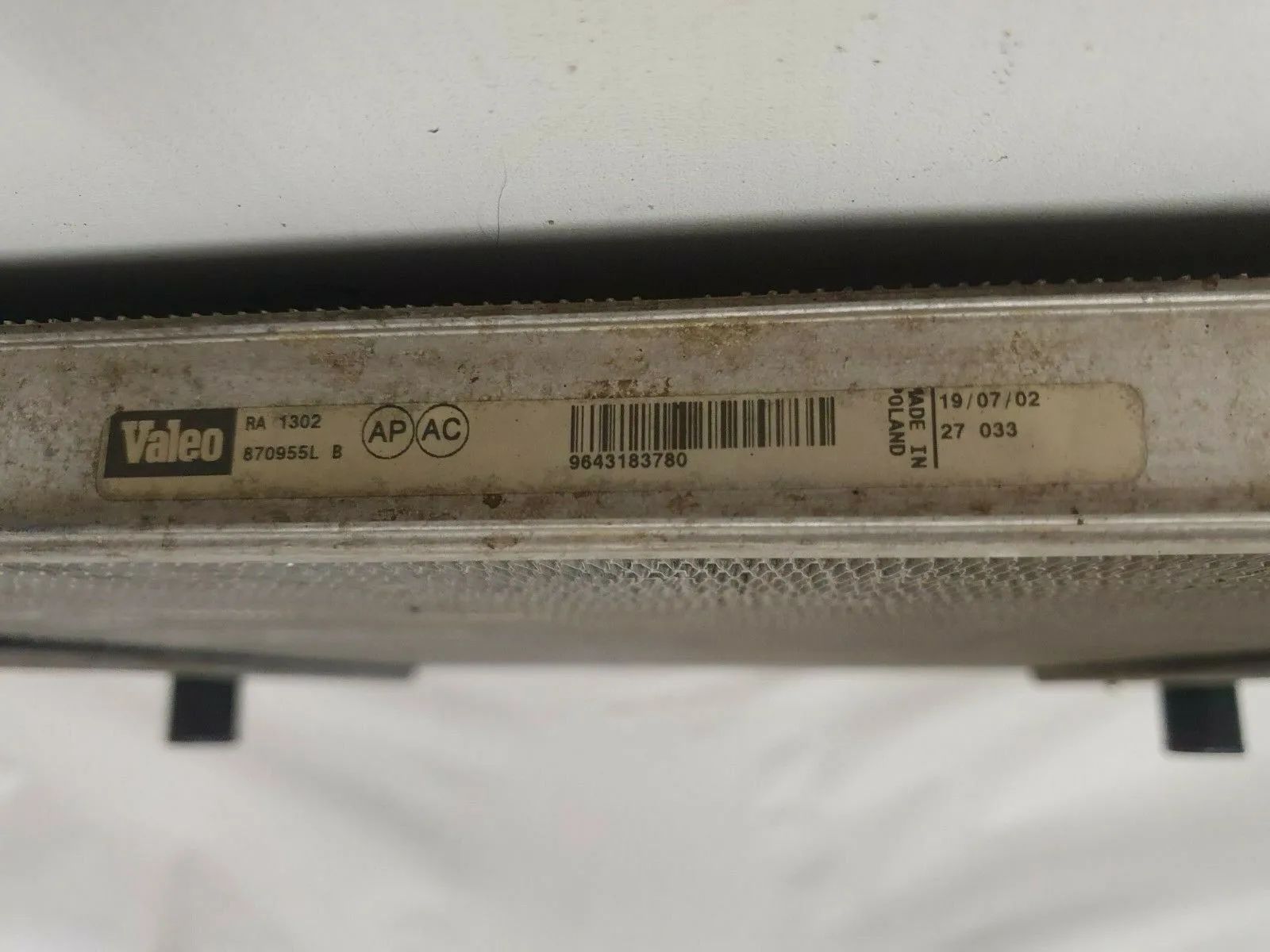 orig Radiateur Eau Valeo 9643183780 Peugeot 206 CC Cabriolet 1.6 16V 80kW