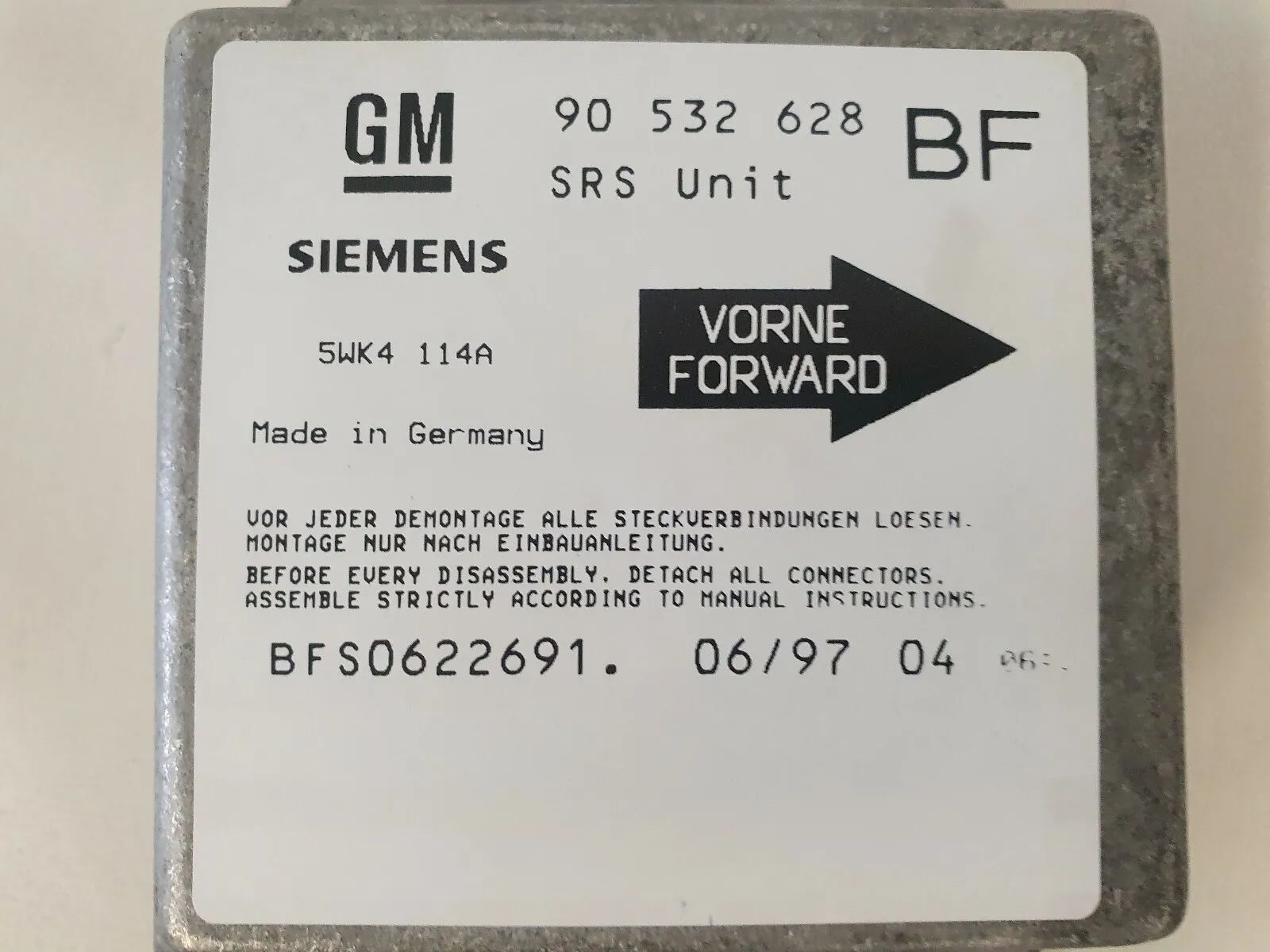 ⭐⭐⭐ original Airbagsteuergerät 90532628BF Opel Corsa B Bj,1996 1.2L 33KW ⭐⭐⭐