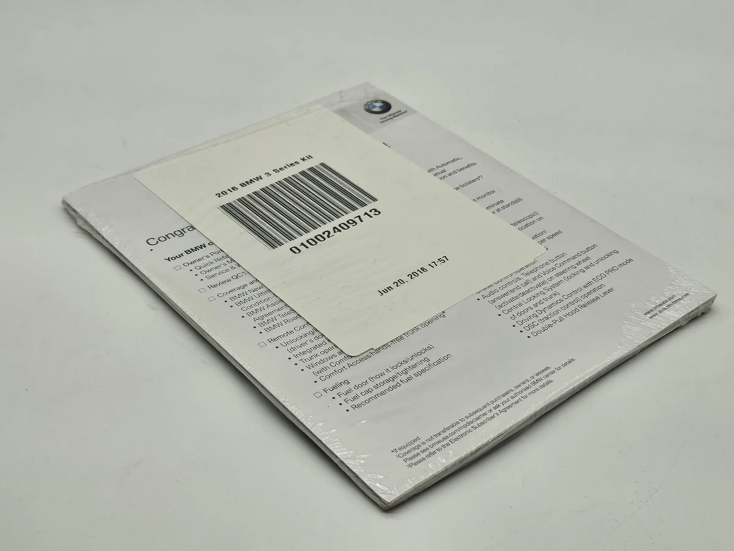 Original Bmw F30, 3 Series 2016 Service And Warranty Information USA