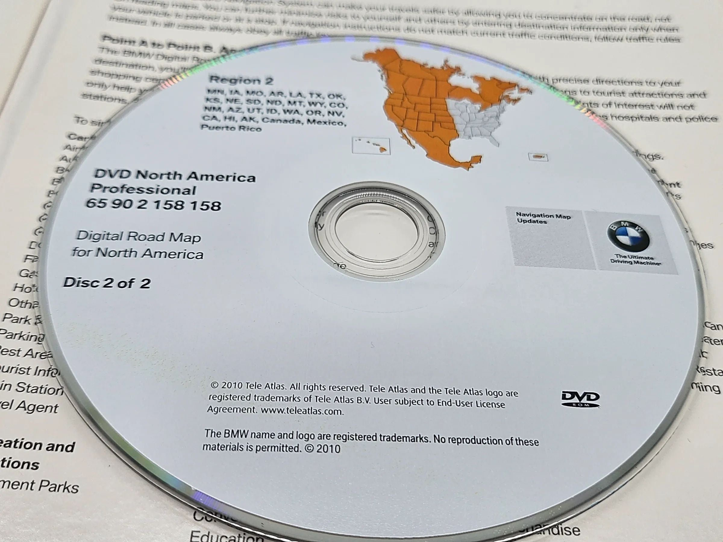 Original BMW  E60 Navigation prof.  2 Disc DVD North America 2010 65902158158
