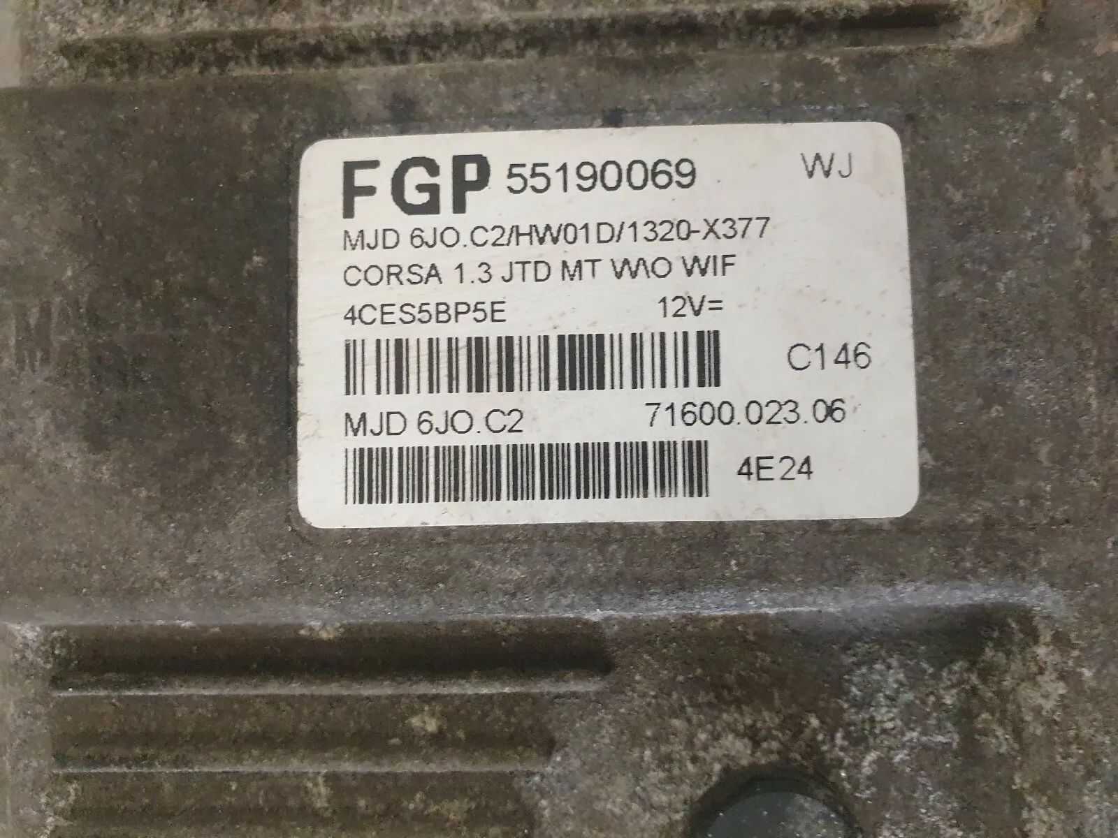 กล่องควบคุมเครื่องยนต์ Opel Corsa 1.3 JTD MJD6JOC2 หมายเลข 55190069 7160002306