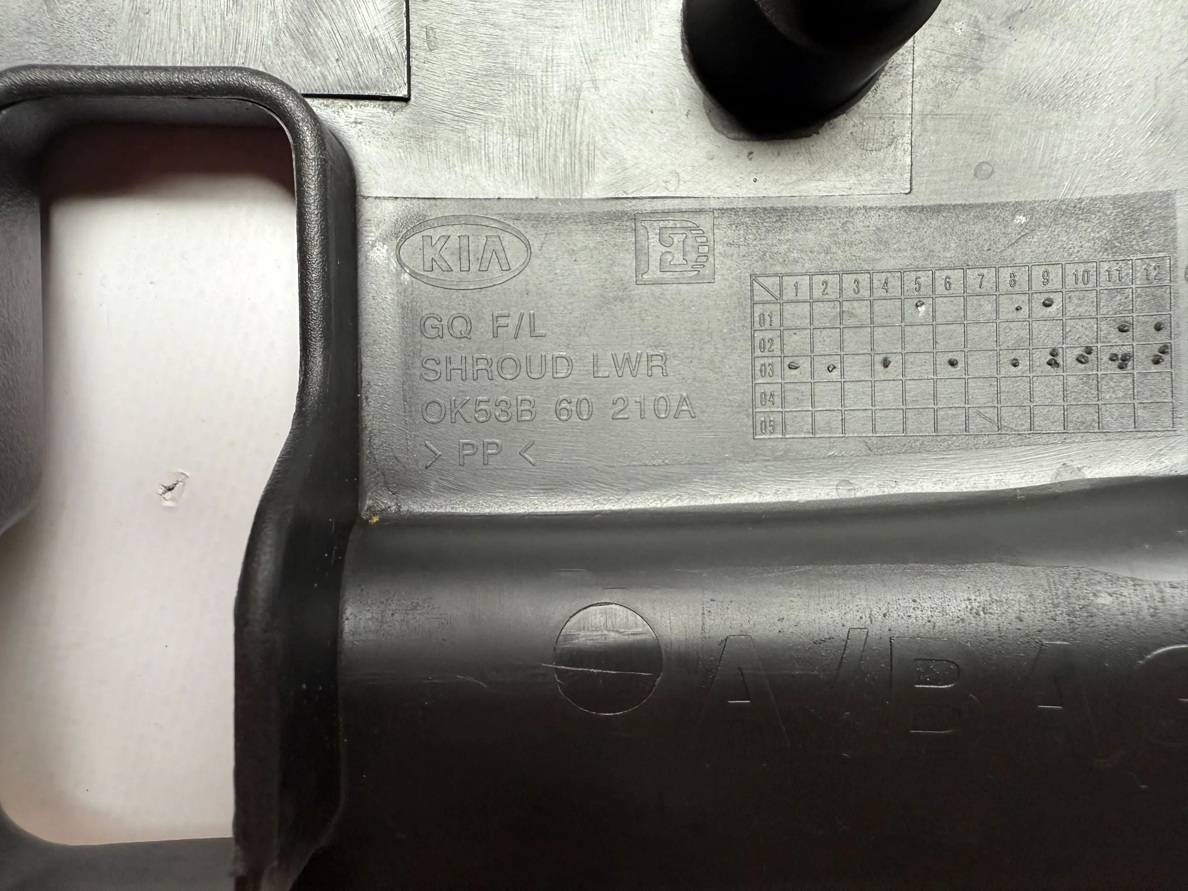 Original Kia Carnival steering column cover underside OK53B60210A 