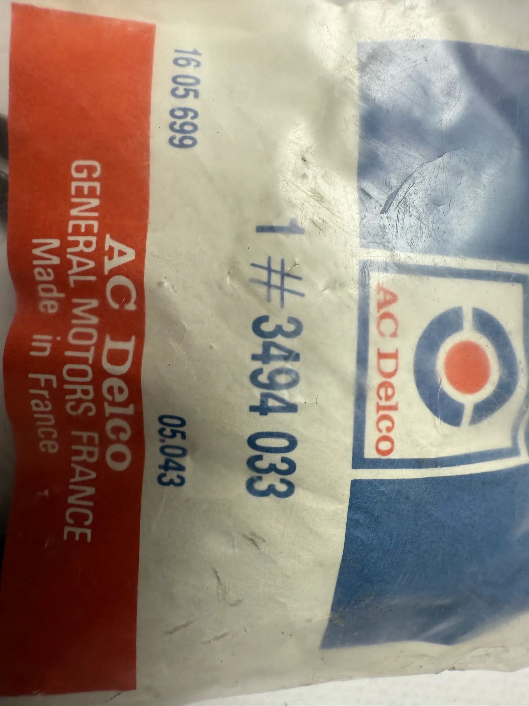 Jeu d'accessoires d'origine AC Delco Opel etc., plaquettes de frein avant 3494033