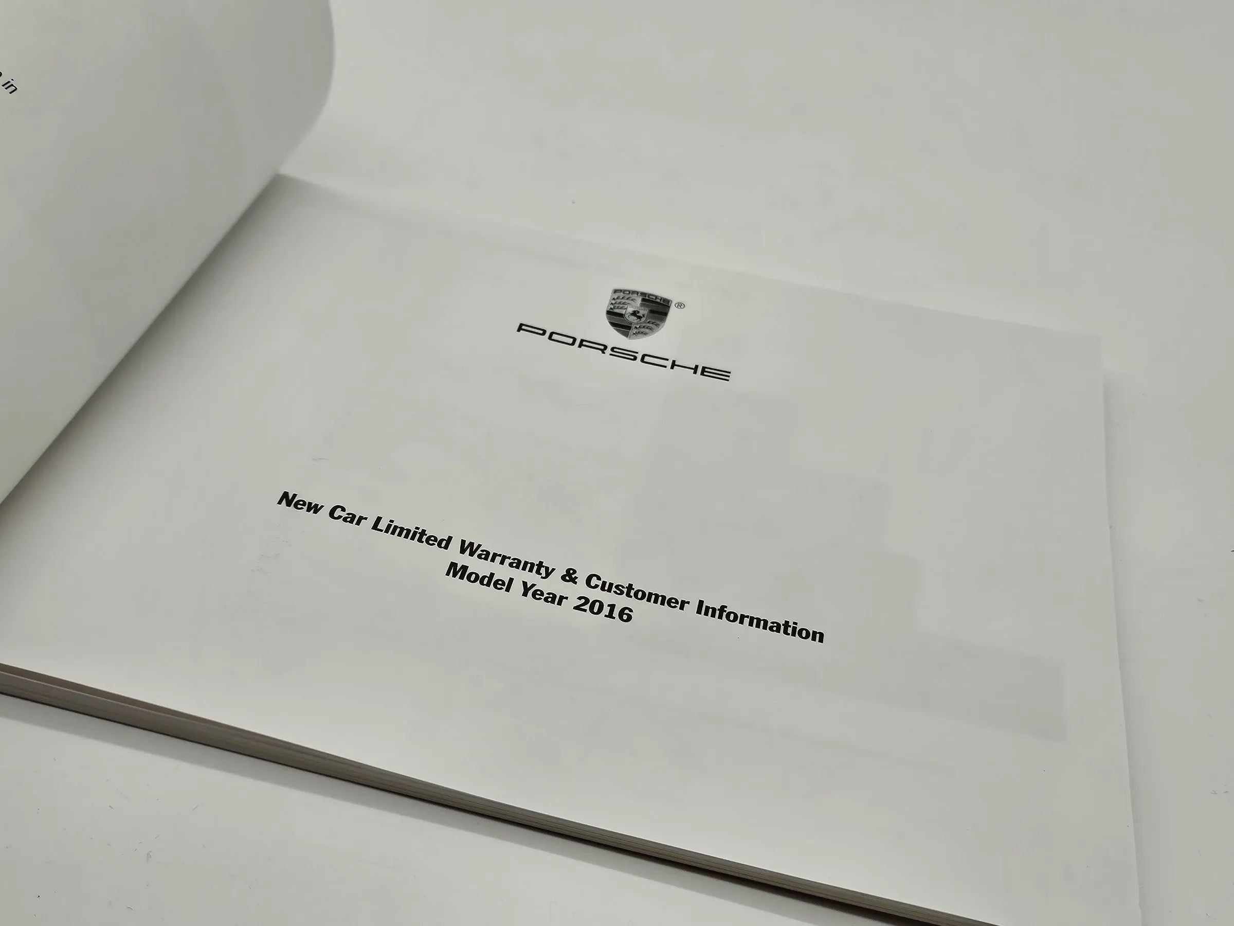 Original Porsche Panamera 2016 Warranty and Customer Information  englisch