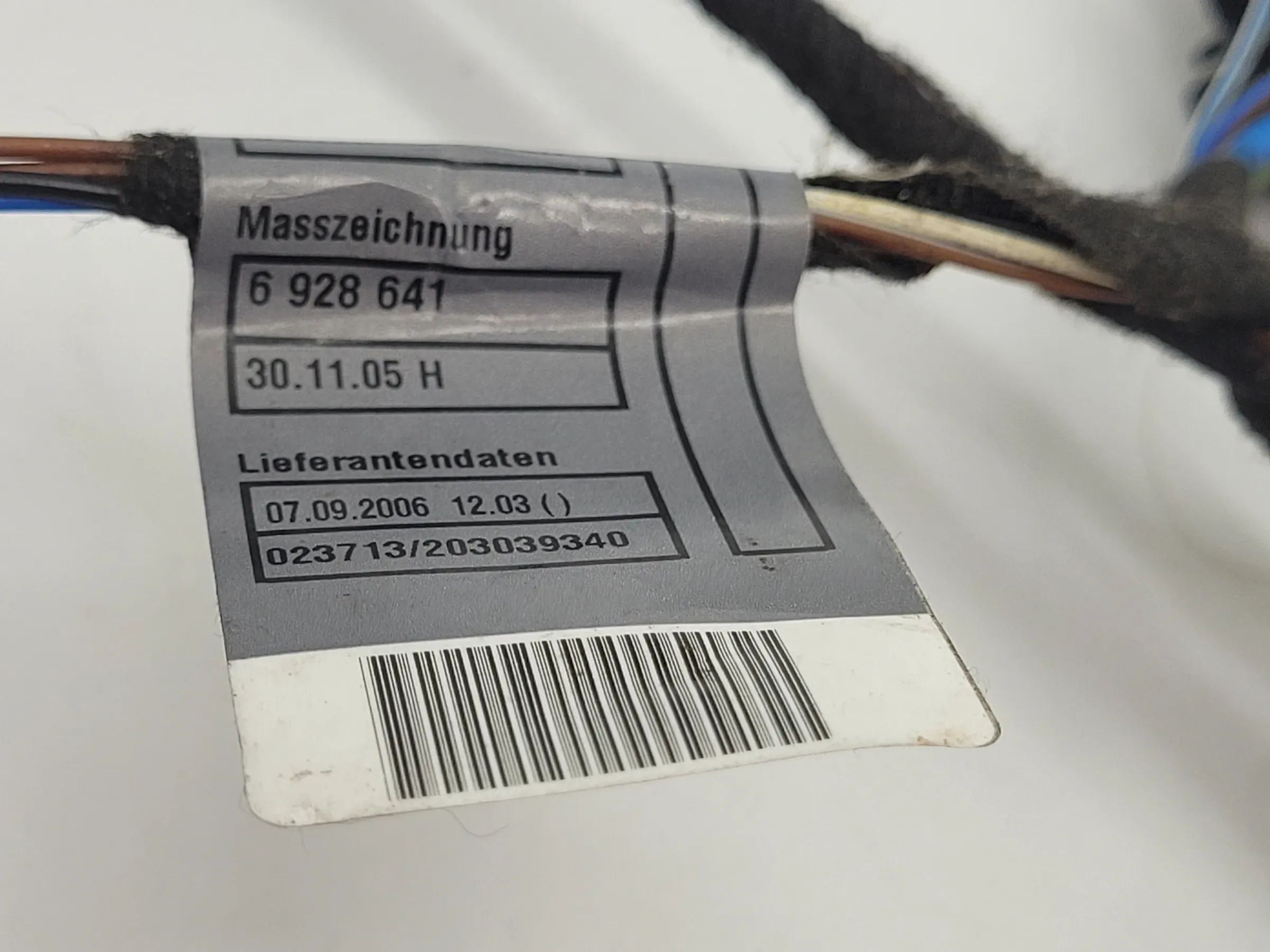 BMW 3er Touring E91 Kabelbaum Kabelsatz Tür Vorne Rechts 6938220 Original