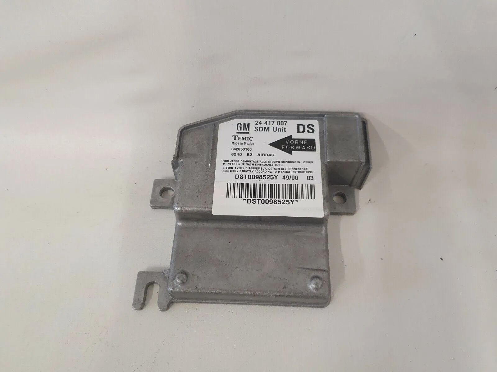 Opel Corsa C Boîtier Airbag Capteur Airbagsteuergerät 24417007 342853160