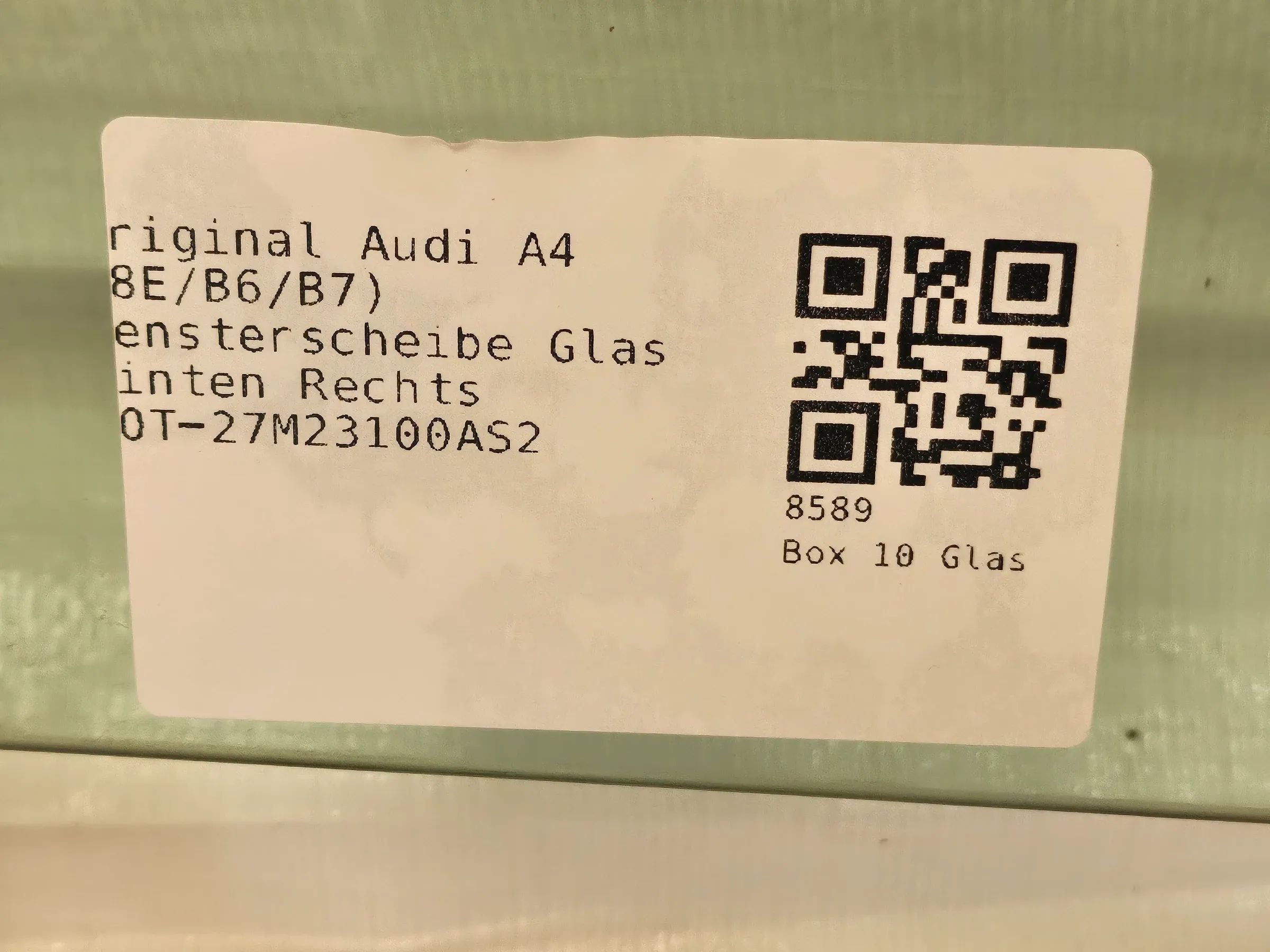 Original Audi A4 (8E/B6/B7) Fensterscheibe Glas Hinten Rechts DOT-27M23100AS2