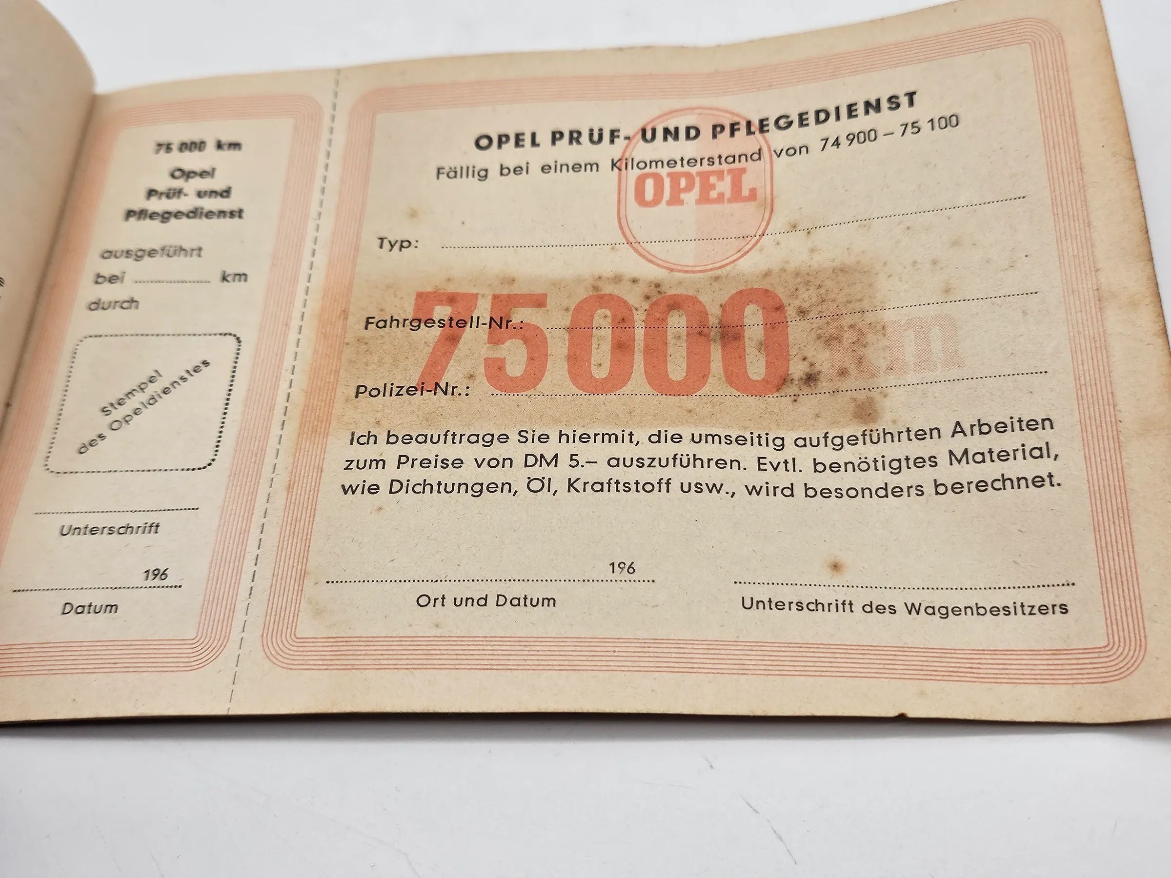 Original Opel Rekord  Scheckheft Serviceheft von 1961