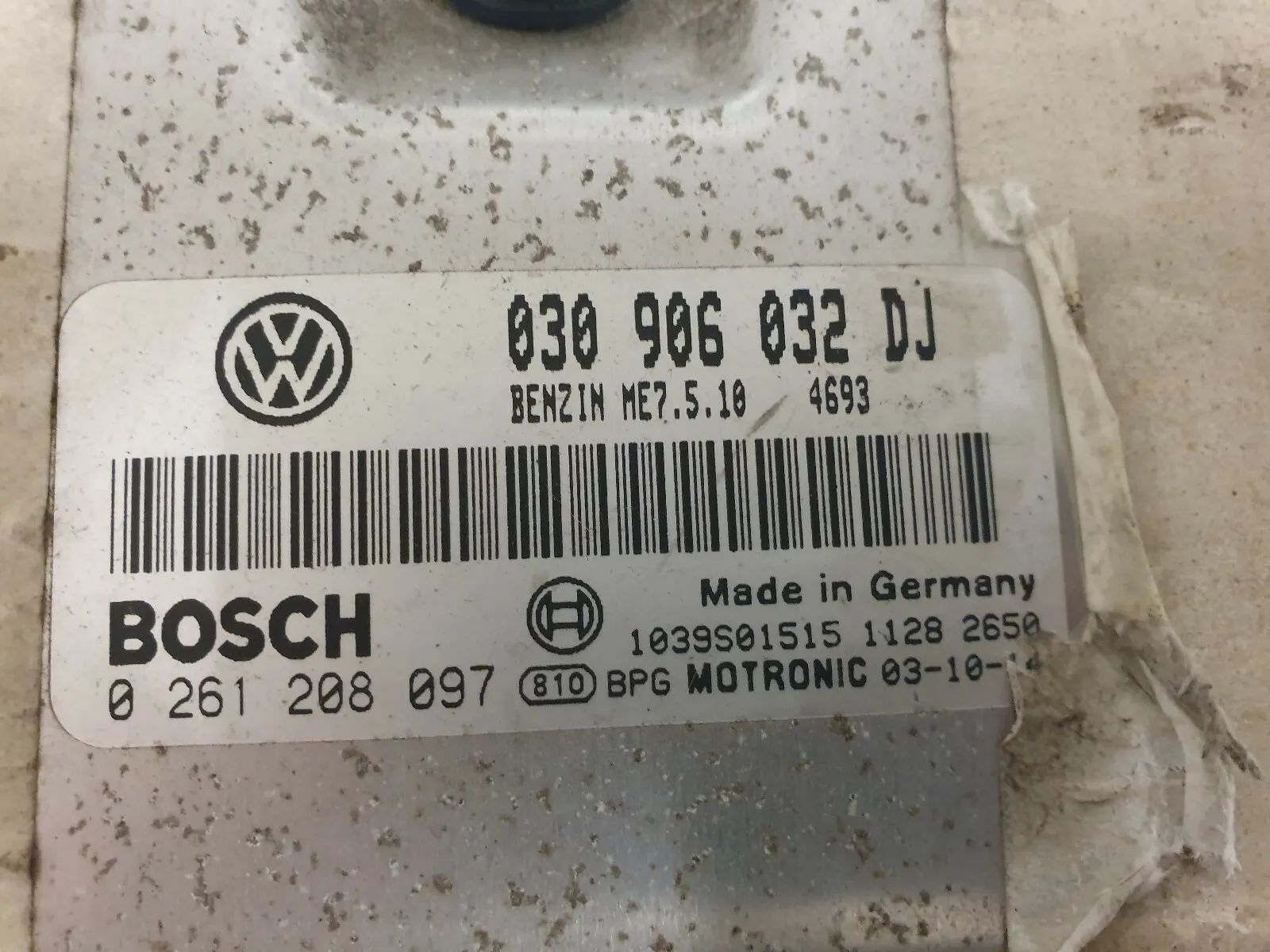 シート アローサ 1.0 37kW 1997-2004 エンジンコントロールユニット 030906032DJ 0261208097 BOSCH 純正