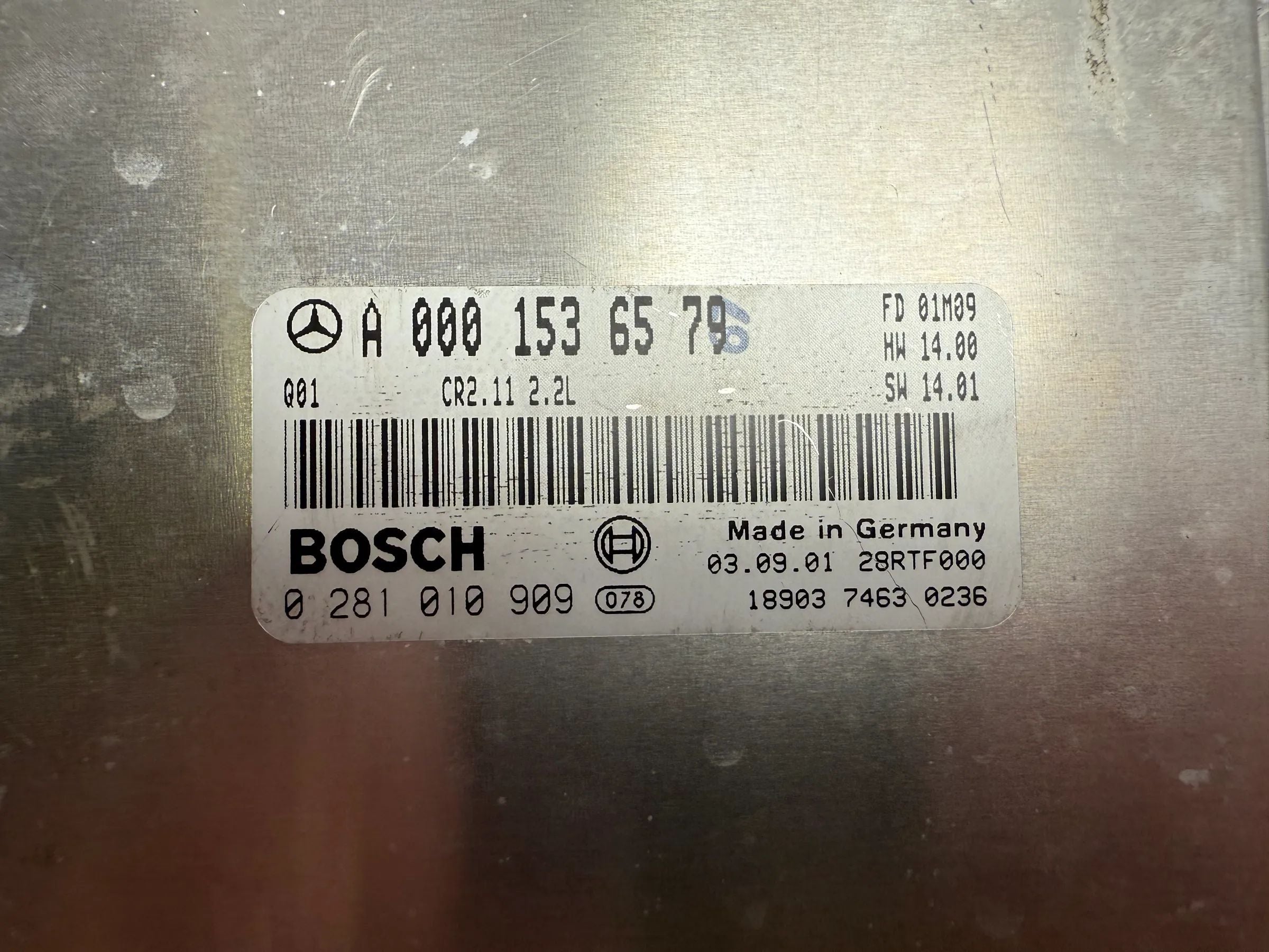 Origineel Mercedes Benz C-Klasse C220 CDI Motorregeleenheid A0001536579 0281010909