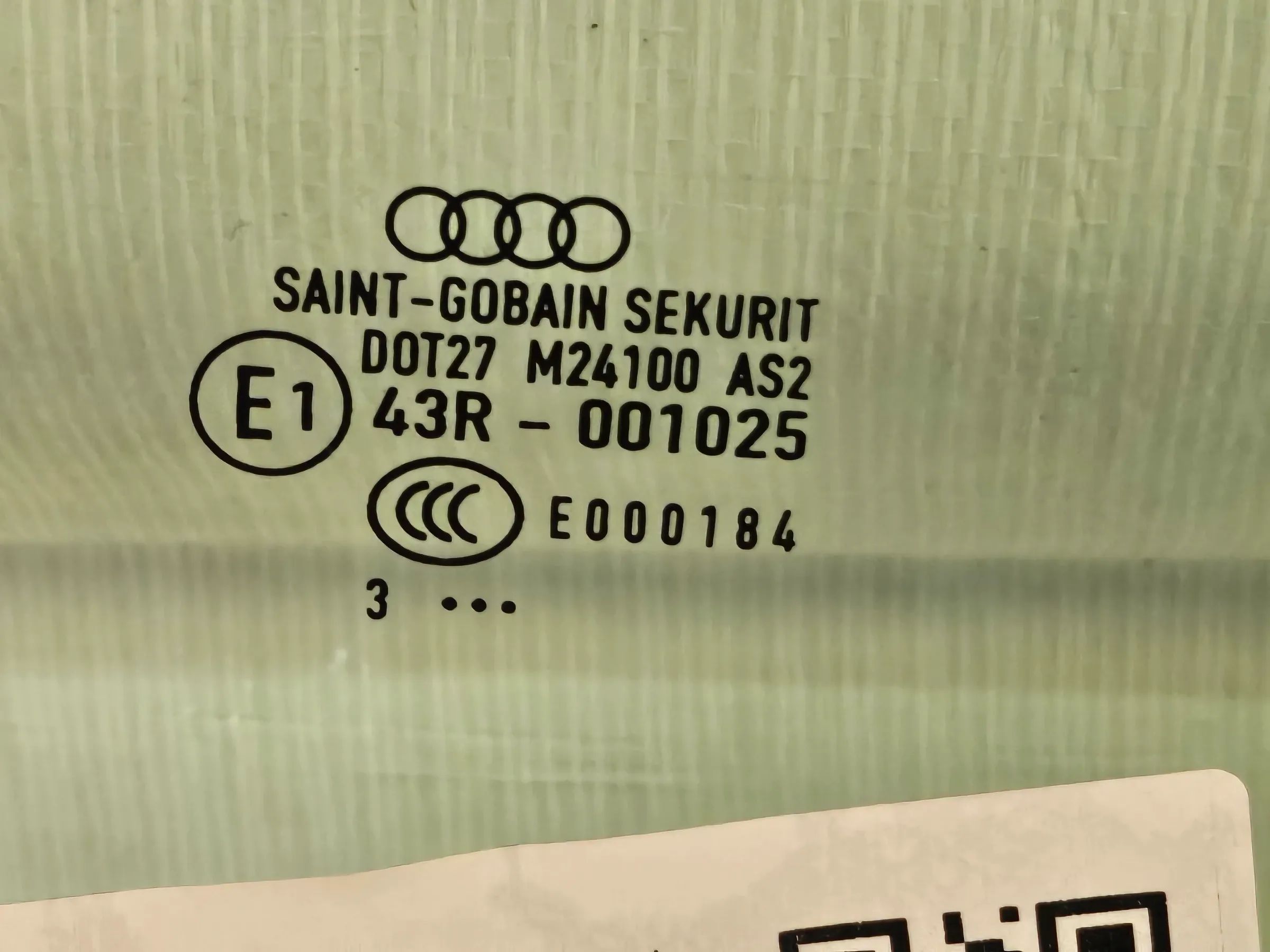 Original Audi A4 (8E/B6/B7) Fensterscheibe Glas Rechts Vorne DOT-27M24100AS2
