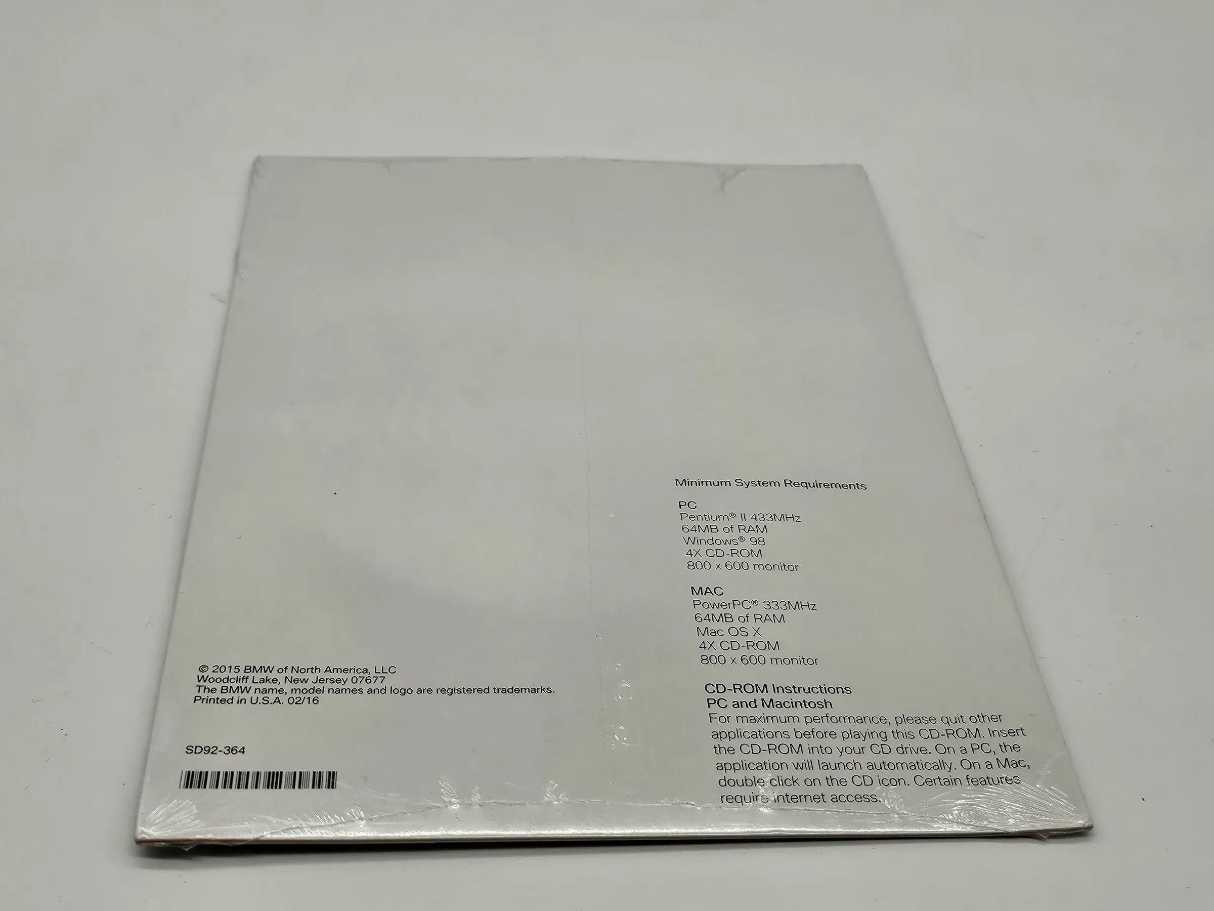 Original BMW TIRE MANUFACTURER WARRANTIES GUIDE 2016  PC, MAC, CD-ROM US english