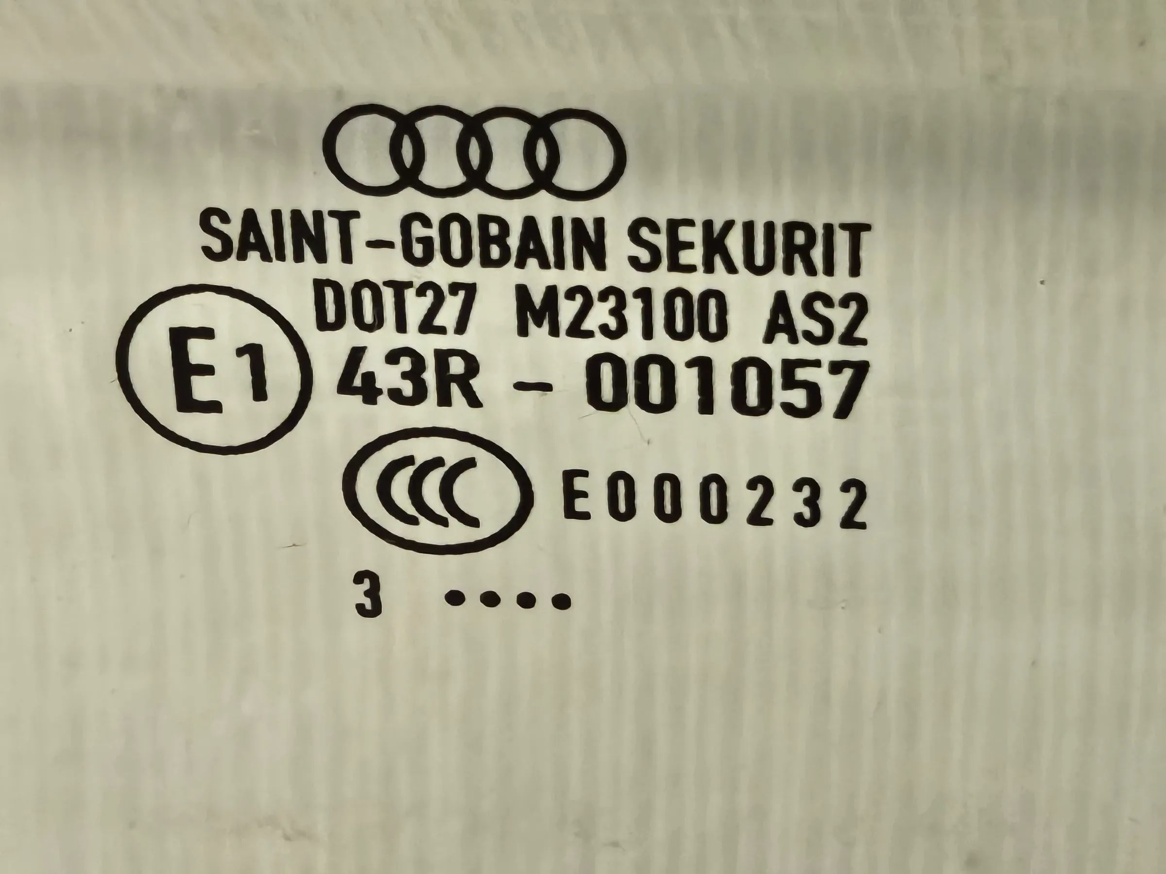 Original Audi A4 (8E/B6/B7) Fensterscheibe Glas Hinten Links DOT-27M23100AS2