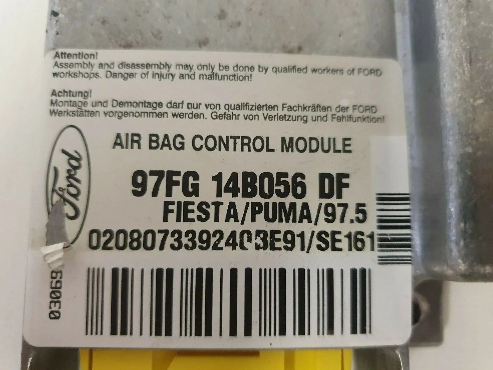 original Unidade de Controlo Airbag Airbagsteuergerät 97FG14B056DF Ford Puma ECT Coupe