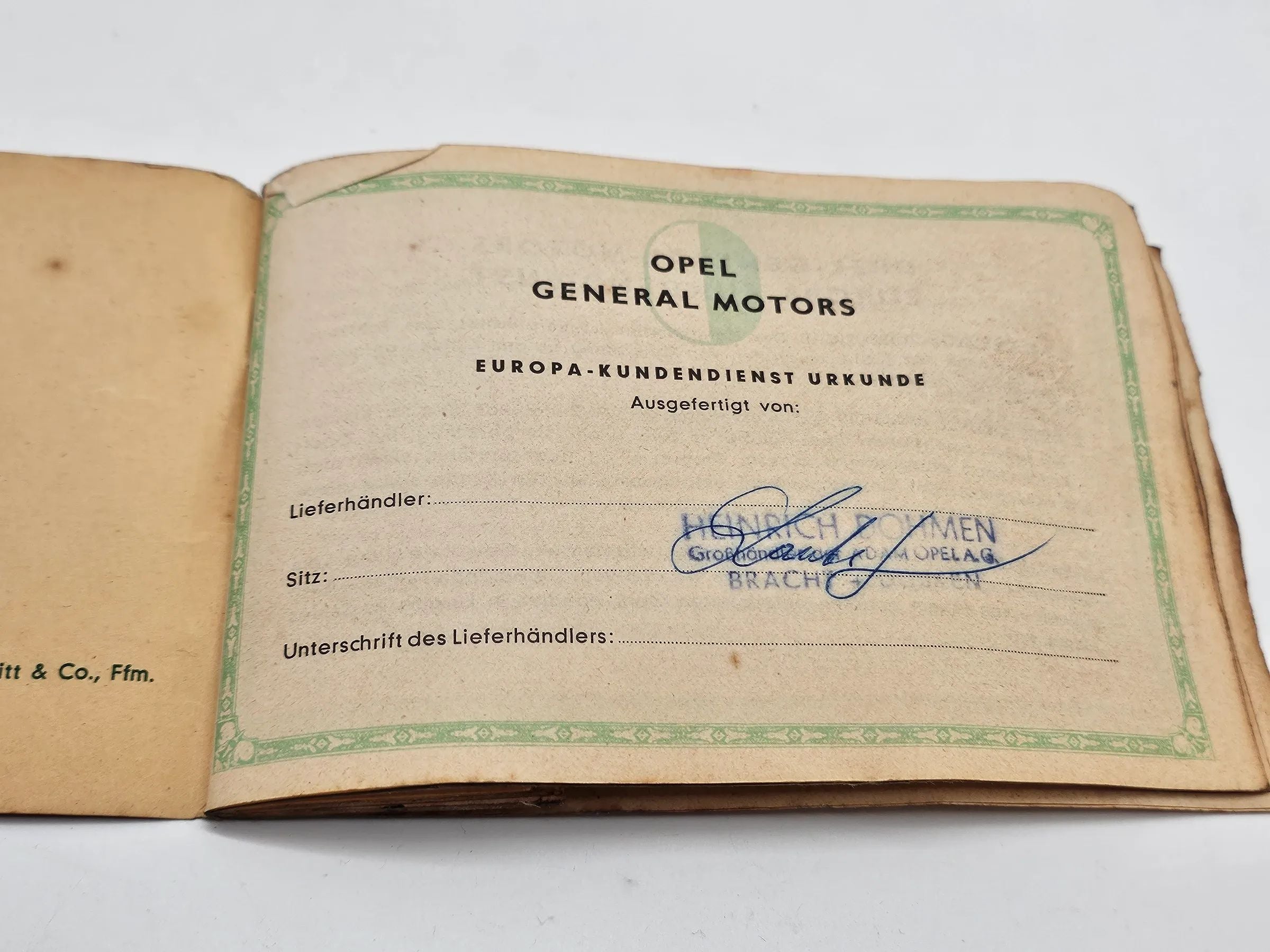 Original Opel Rekord  Scheckheft Serviceheft von 1961