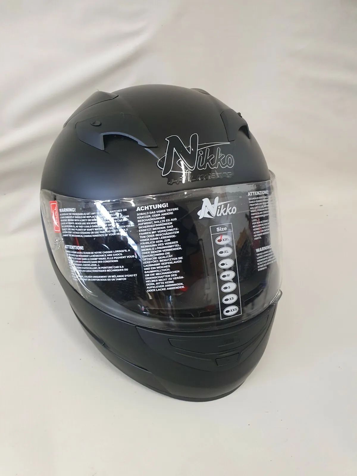 casco de moto original Nikko casco de moto negro mate talla XXL 63-64 cm N-916