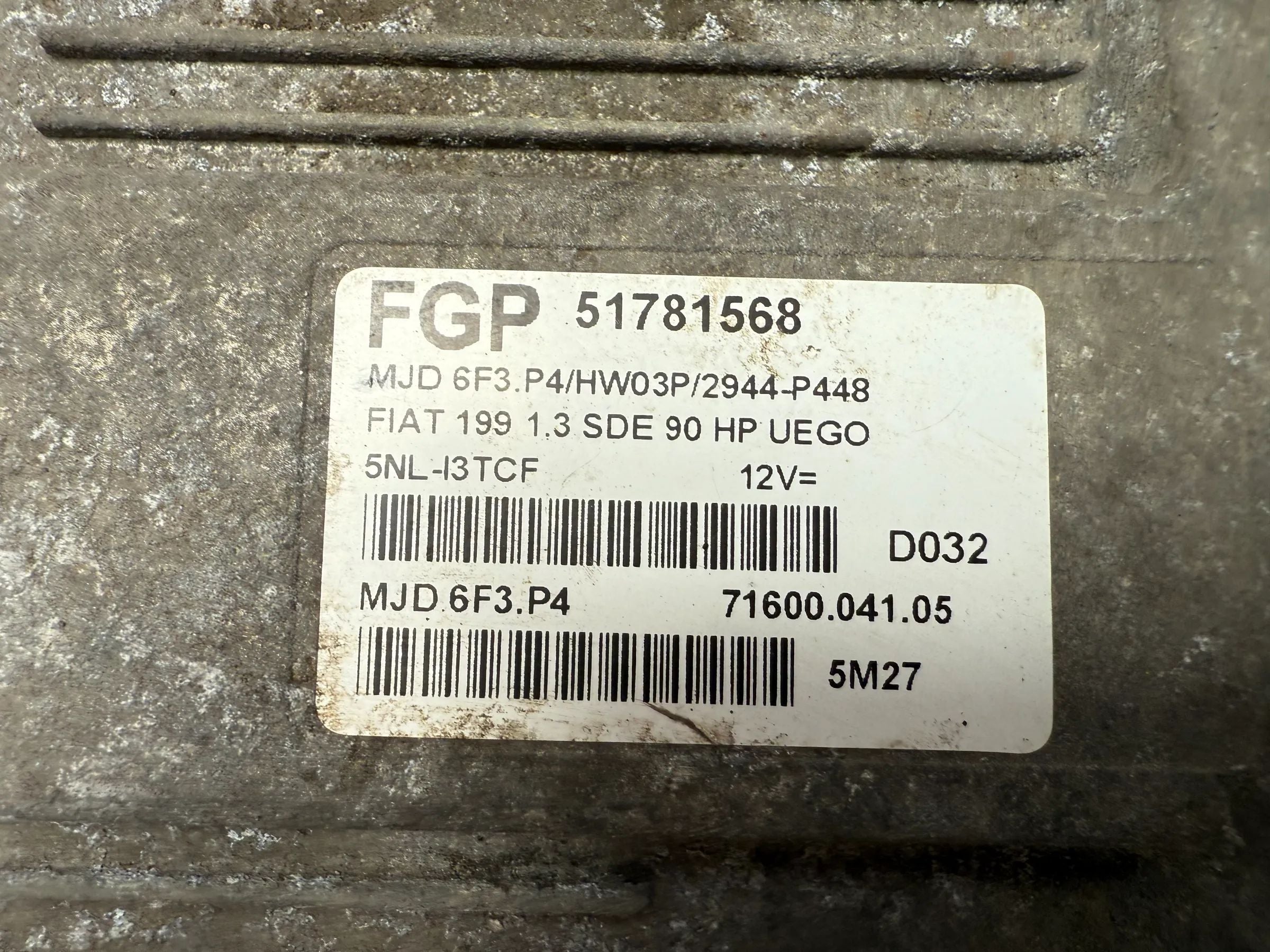 Original FIAT Punto 199 Boîtier de commande moteur ECU 51781568 / MJD 6F3.P4