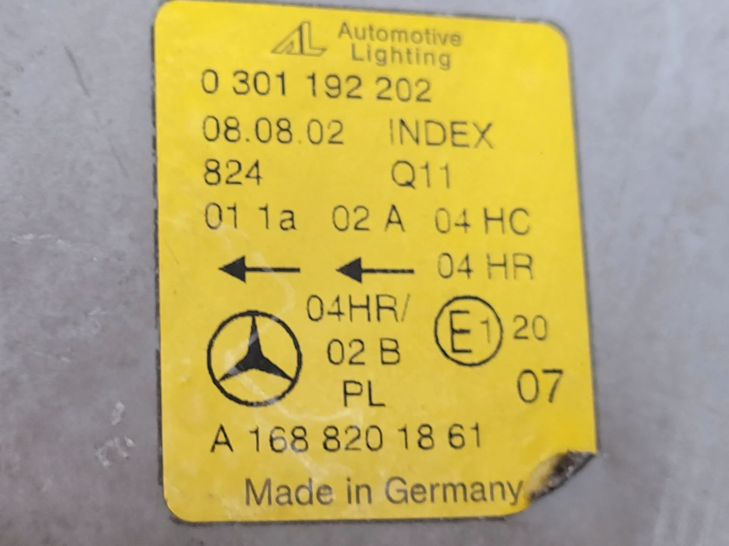 Mercedes A-Klasse W168 Scheinwerfer/Frontleuchte Rechts A1688200261 Original